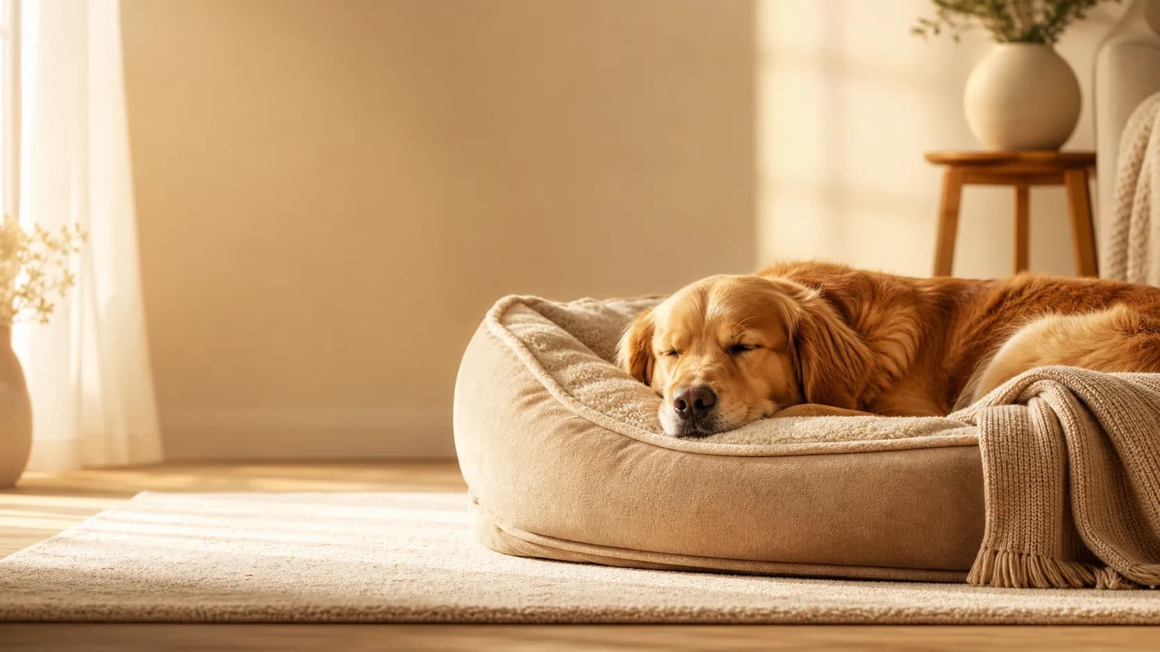 Cozy dog sleeping on a premium dog bed