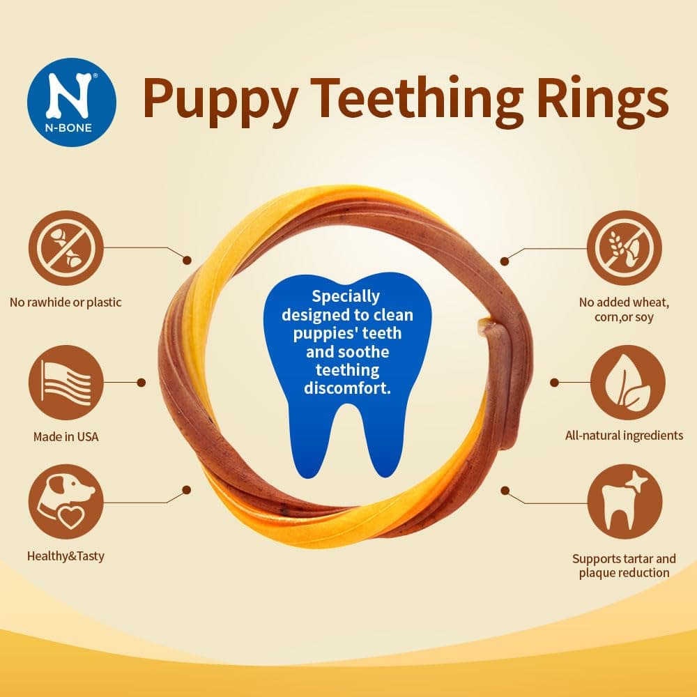 N-Bone Puppy Teething Rings, Chicken Flavor, Natural Puppy Teething Chews & Chew Treats, Helps Soothe Teething Gums, Calcium Enriched, 6 Rings product image 3