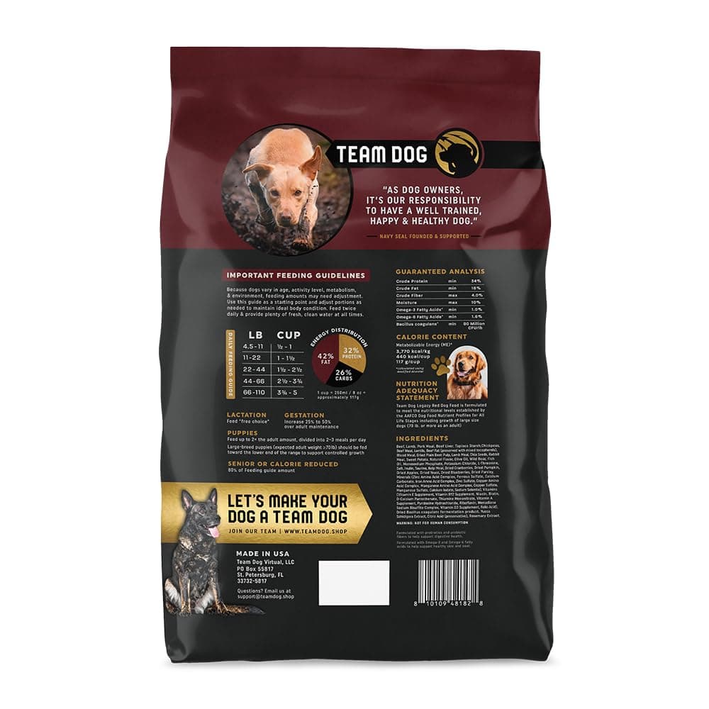Team Dog Legacy Red Premium Dog Food | Beef, Lamb, Pork, Wild Boar | Poltry-Free Dry Kibblel | No Grains | No Fillers | 25 lb product image 2