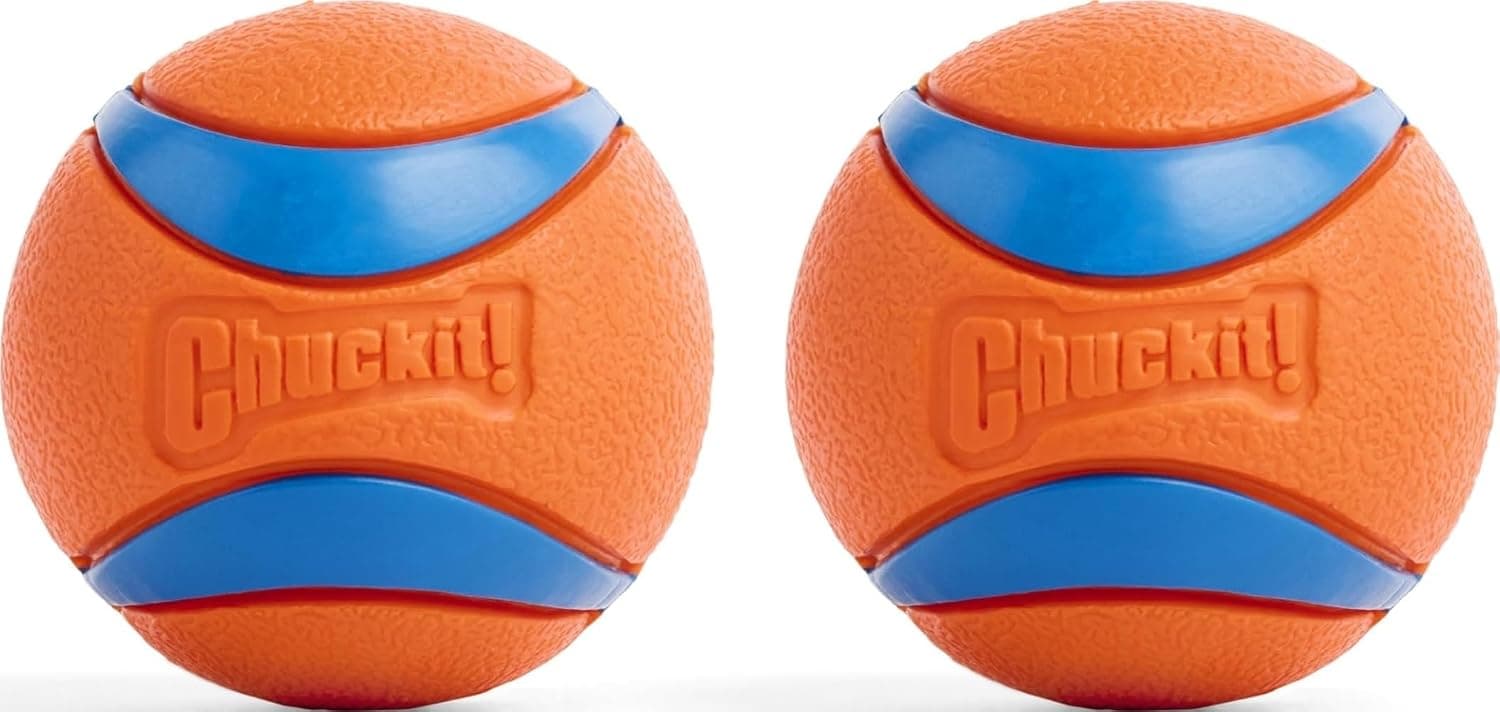 Chuckit! Chuckit! Ultra Ball Dog Toy - Medium Bouncy Fetch Balls For Dogs 20-60 lbs - Made from Durable Rubber - Floating Water Pet Toys - Size Medium - 2.5-inch Diameter - Pack of 2 | Bouncy durable rubber design for pups 20-60 lbs, high bounce act