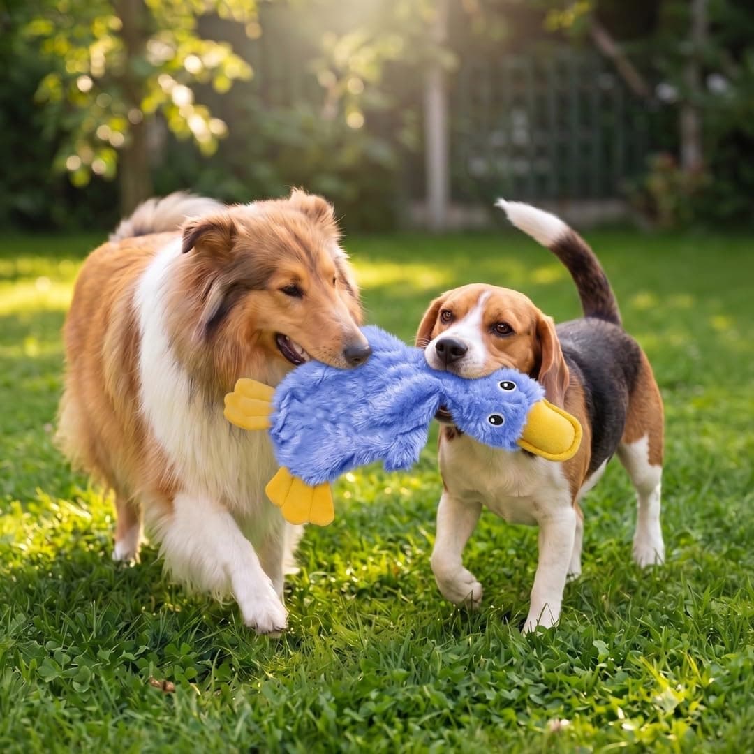 Best Pet Supplies Interactive Squeaky Dog Toy - Crinkle Duck, Blue product image 2