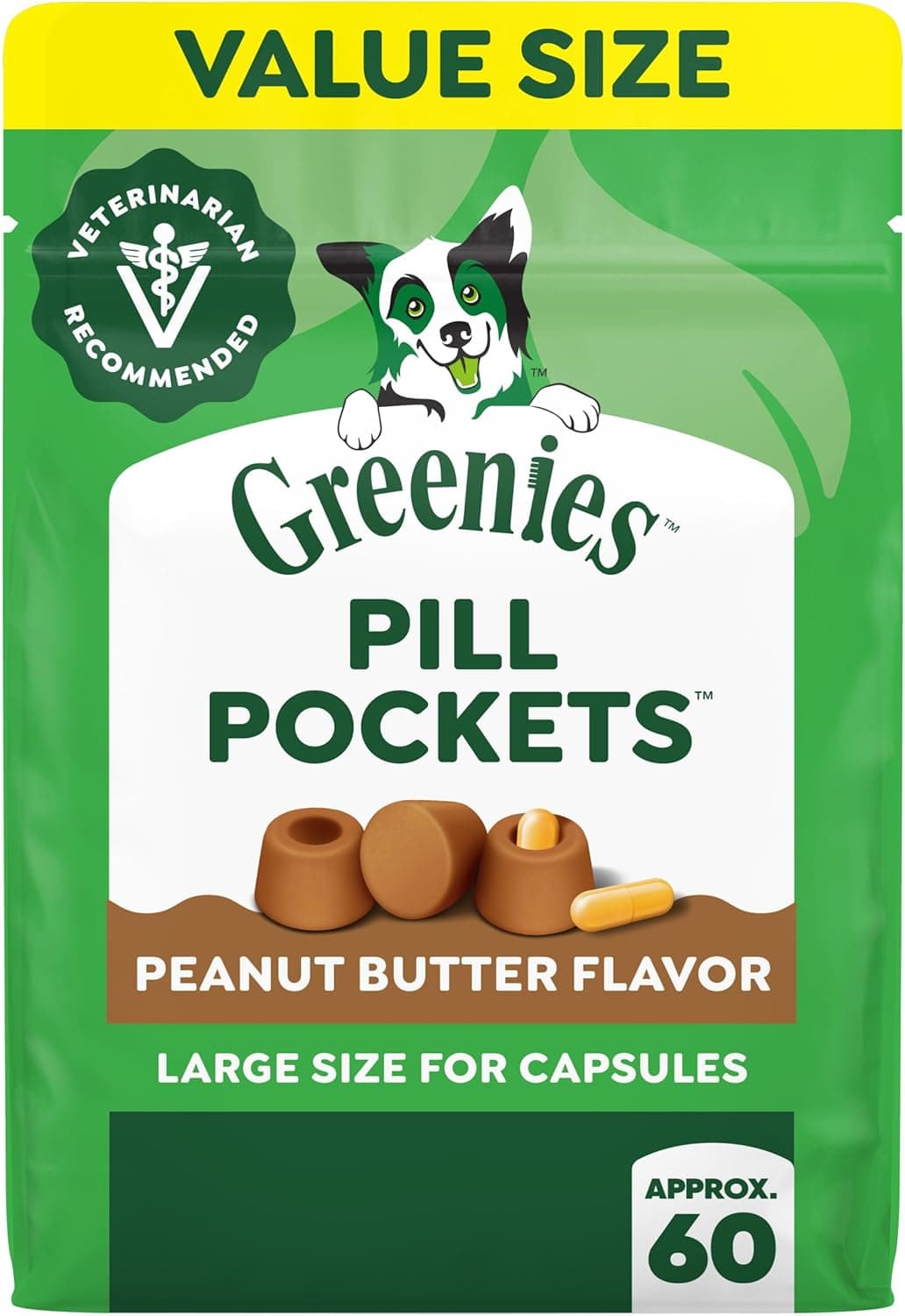 Greenies Greenies Pill Pockets Large Size Dog Treats, Peanut Butter, 15.8 oz | Vet-recommended, capsule size, low calorie, odor masking, stress- and mess-free medication experience