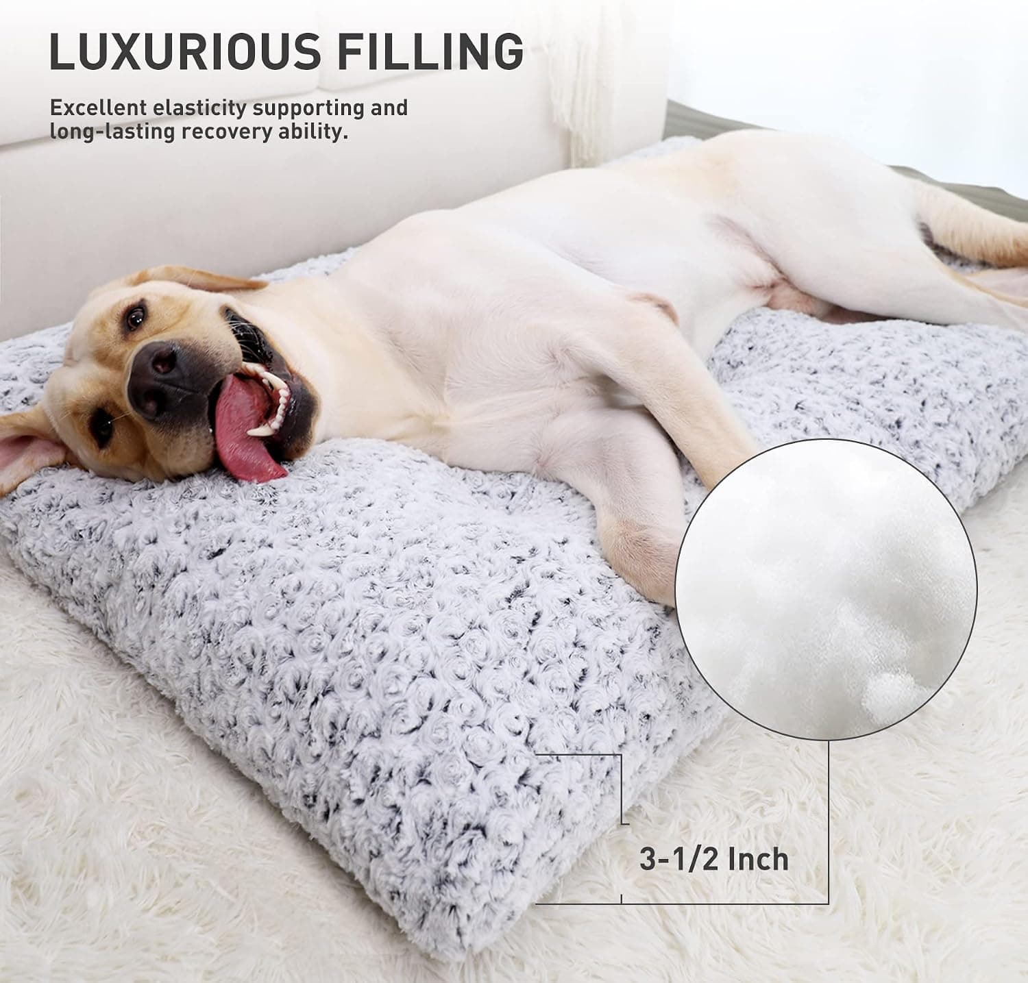 KSIIA KSIIA Washable Dog Bed Medium Size Dog Crate Bed Plush Pet Mat 35"x23" Gray | Deluxe Plush Comfy Kennel Pad, Anti-Slip Bottom,Deep Sleeping Mat for Medium Dogs,Machine Washable for Easy Cleaning