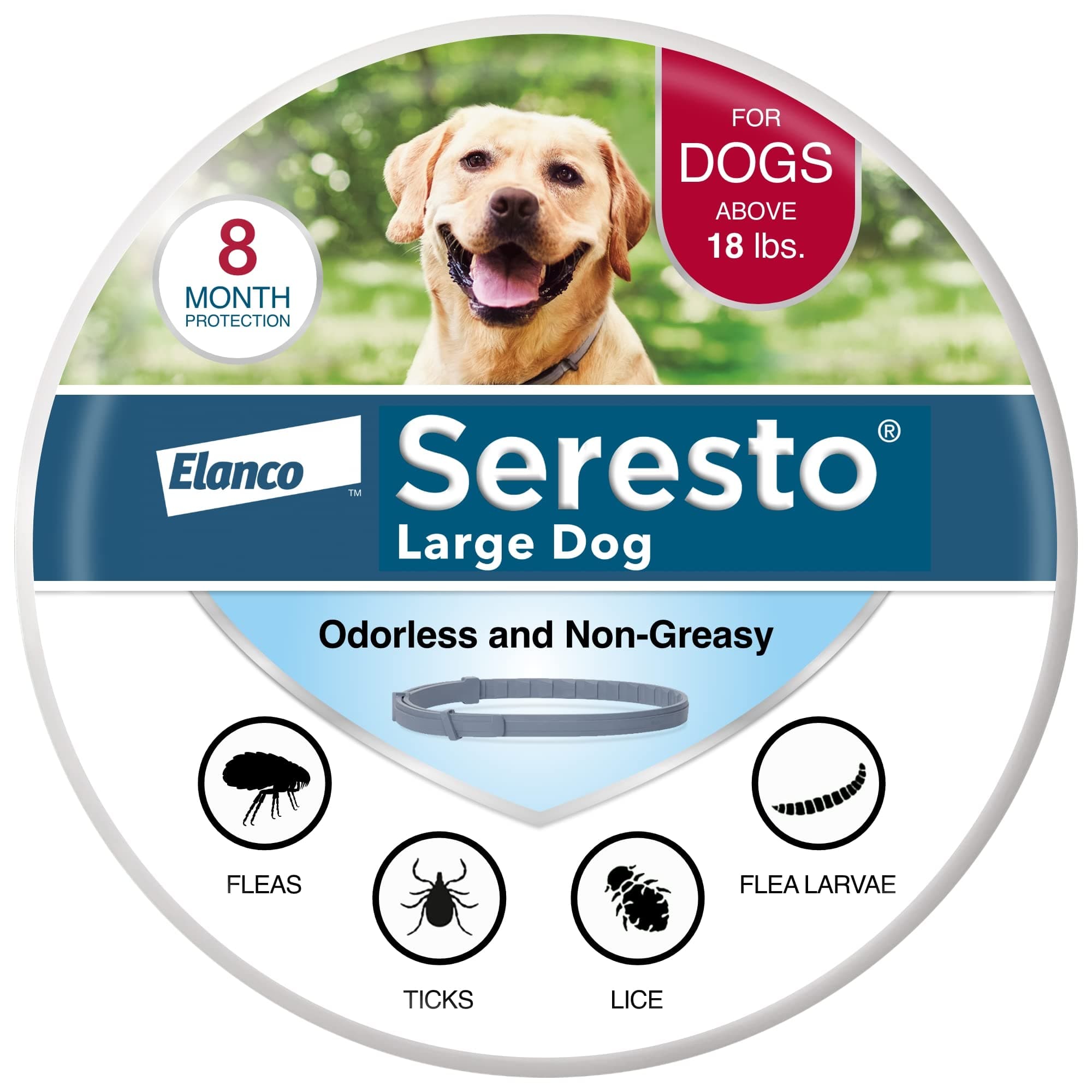 Seresto Seresto Flea & Tick Collar For Dogs Over 18 lbs., Treatment & Prevention, Vet-Recommend, 8 Month Protection