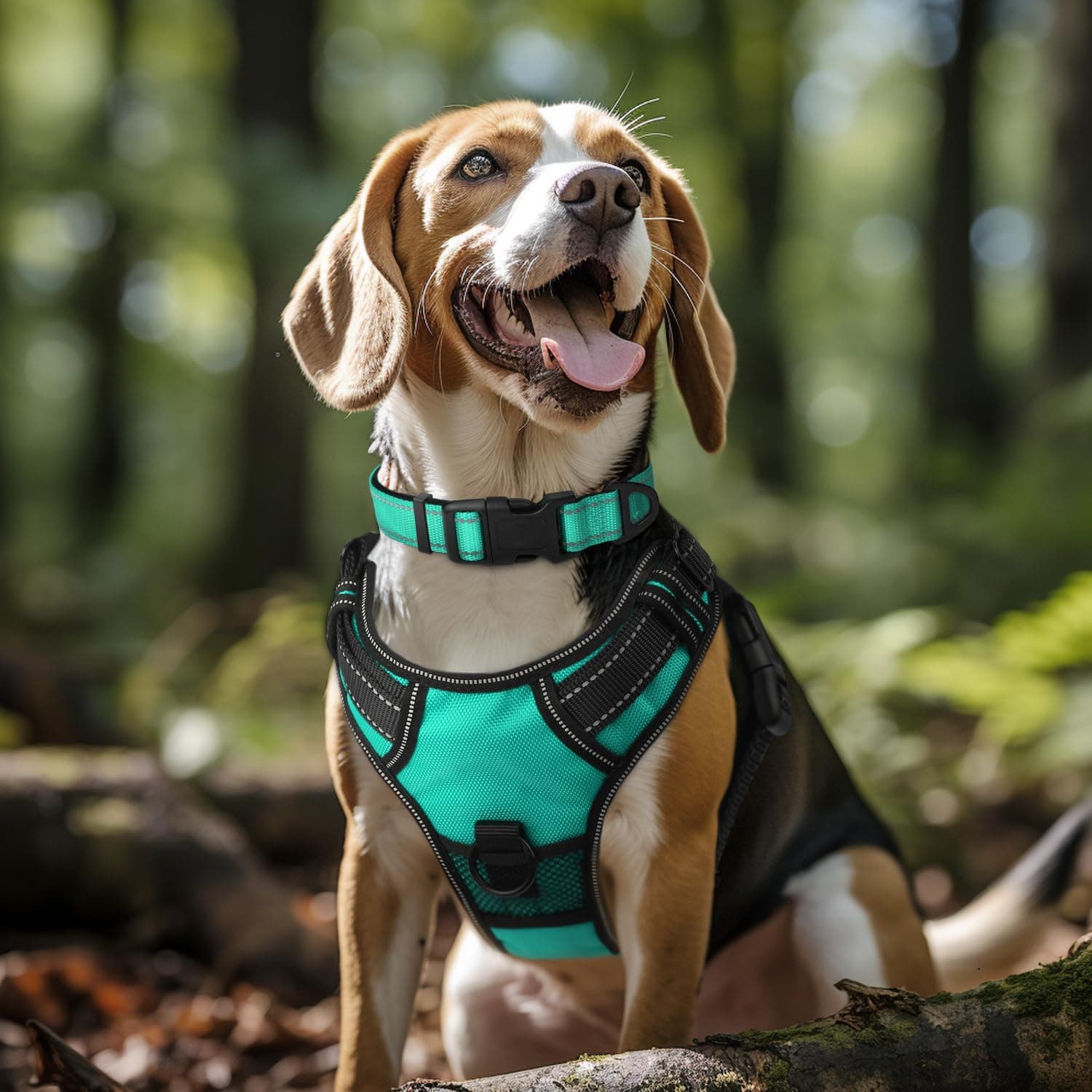 Joytale Reflective Dog Collar, Adjustable Neoprene Padded, Teal L product image 2