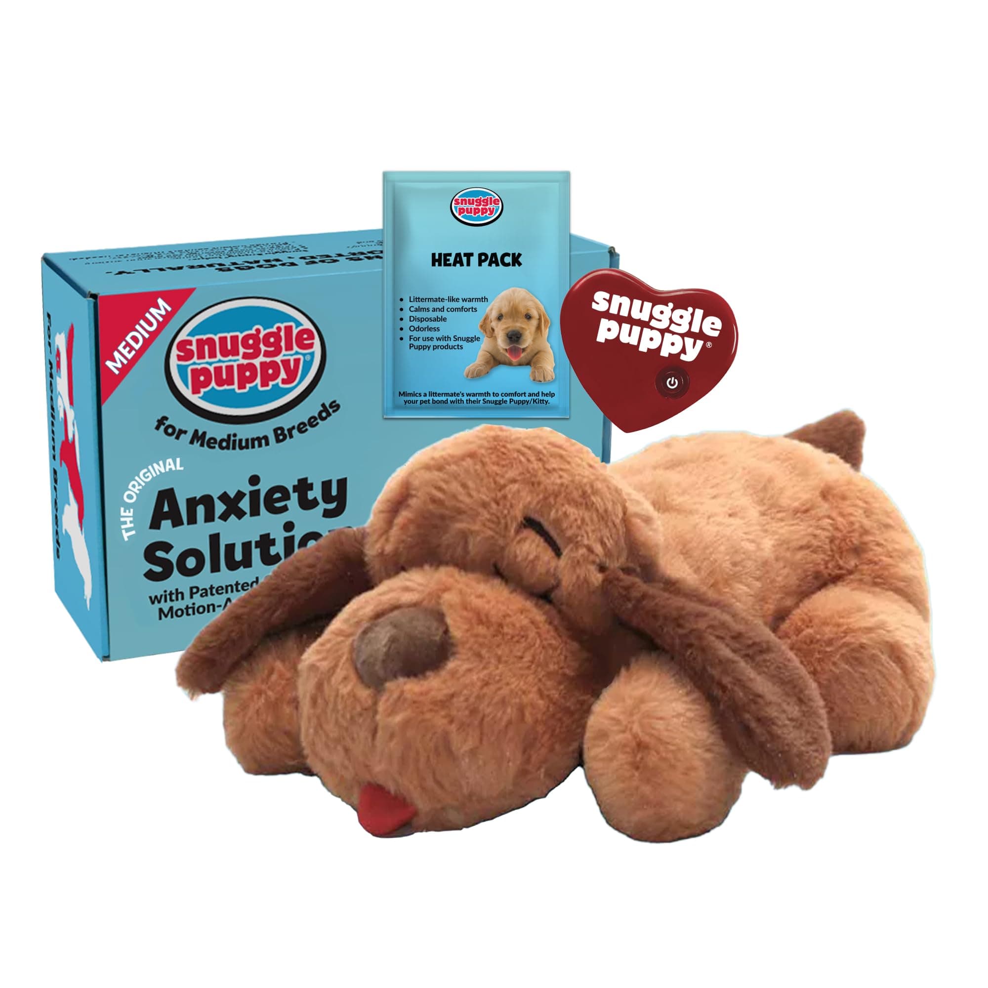 Snuggle Puppie Snuggle Puppy Heartbeat Toy, Calming Comfort, Medium Breeds - Biscuit
