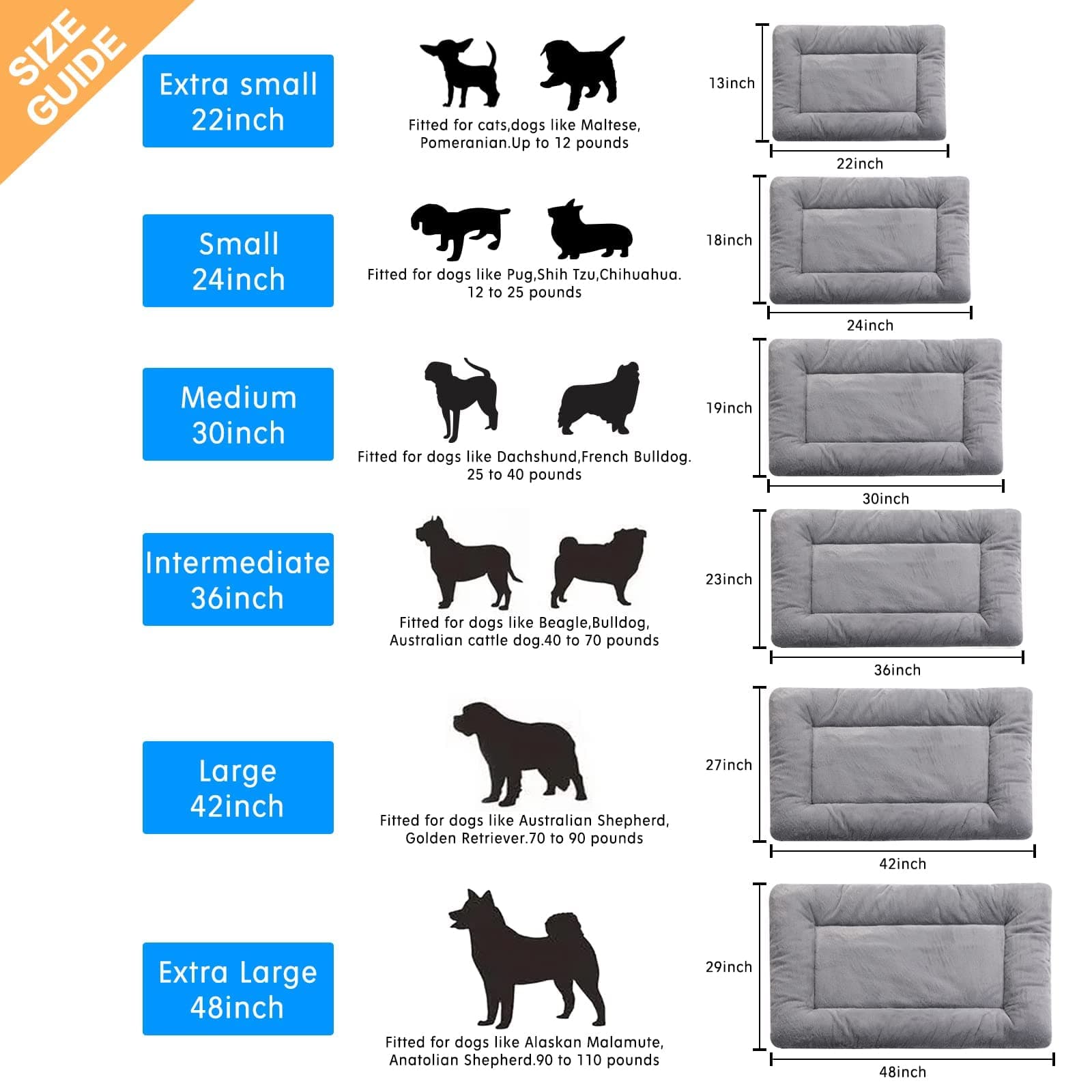 Dog Crate Pad Washable Dog Bed for Crate Medium Cozy Mat 36-Inch Gray product image 2