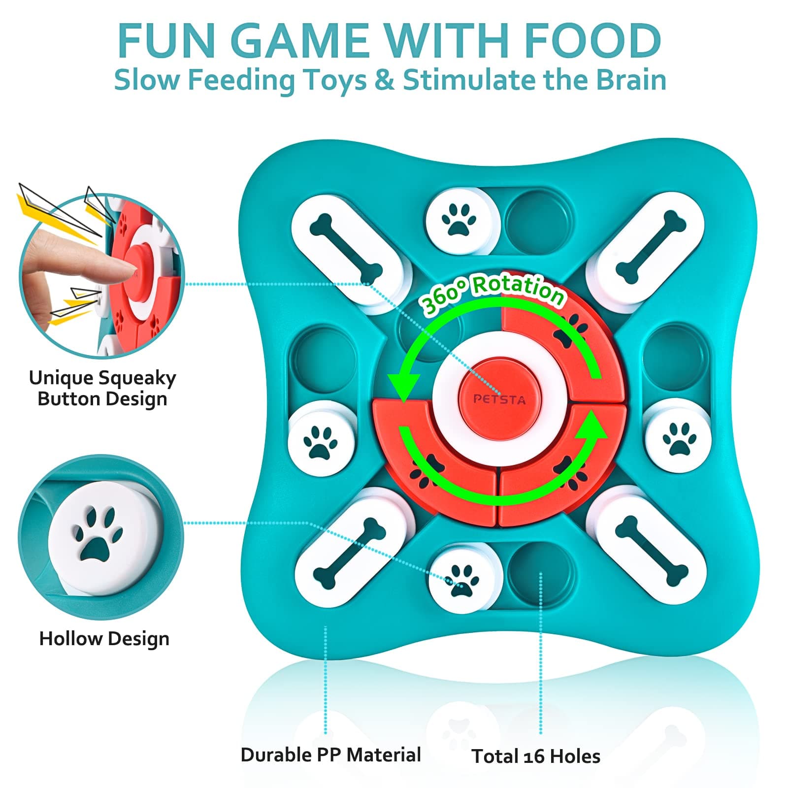 PETSTA Dog Puzzle Toys, Treat Dispensing Dog Enrichment Toys for IQ Training and Brain Stimulation, Interactive Mentally Stimulating Toys as Gifts for Puppies, Cats, Dogs product image 4