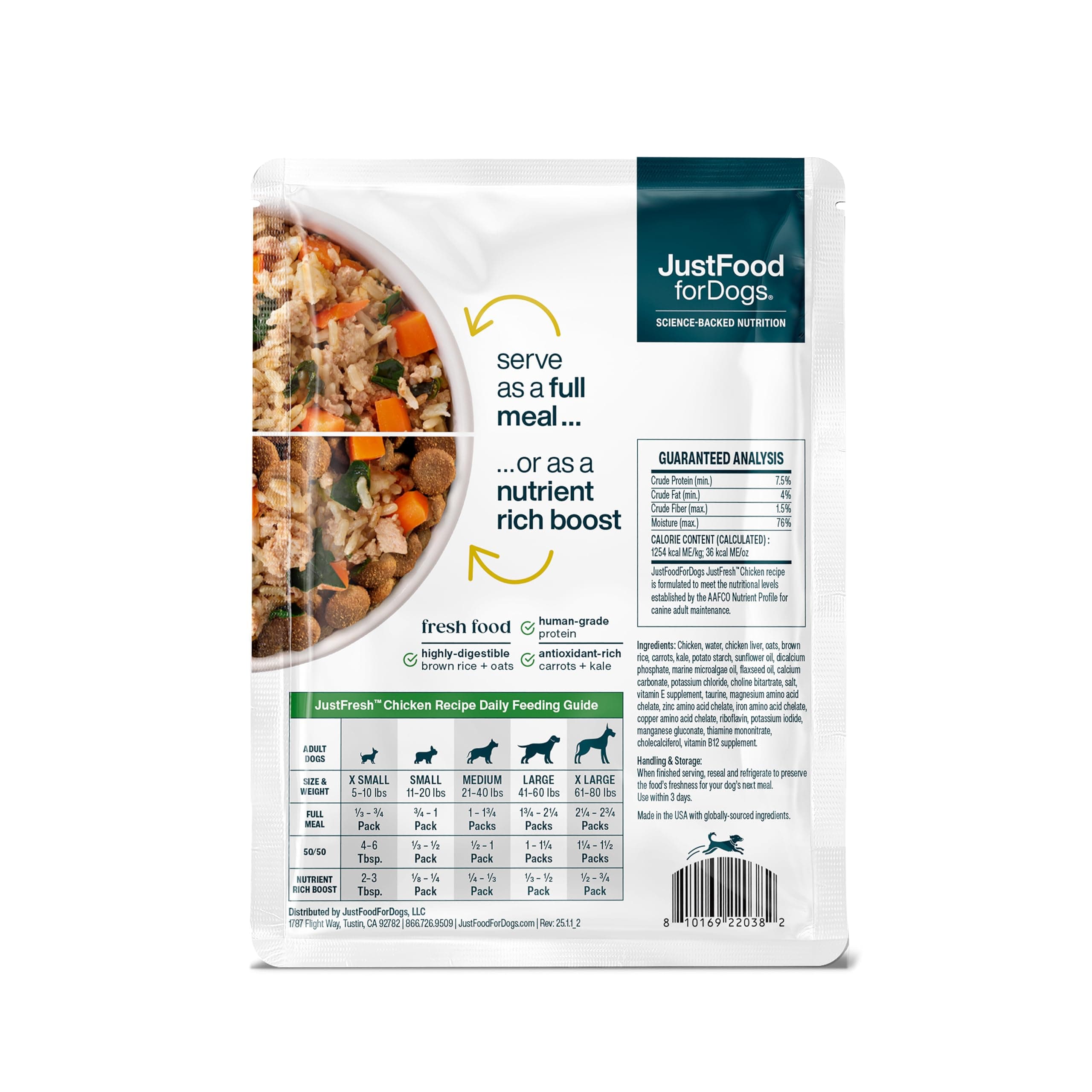 JustFoodForDogs JustFresh Fresh Wet Dog Food or Topper - Chicken, 7 Pack product image 2