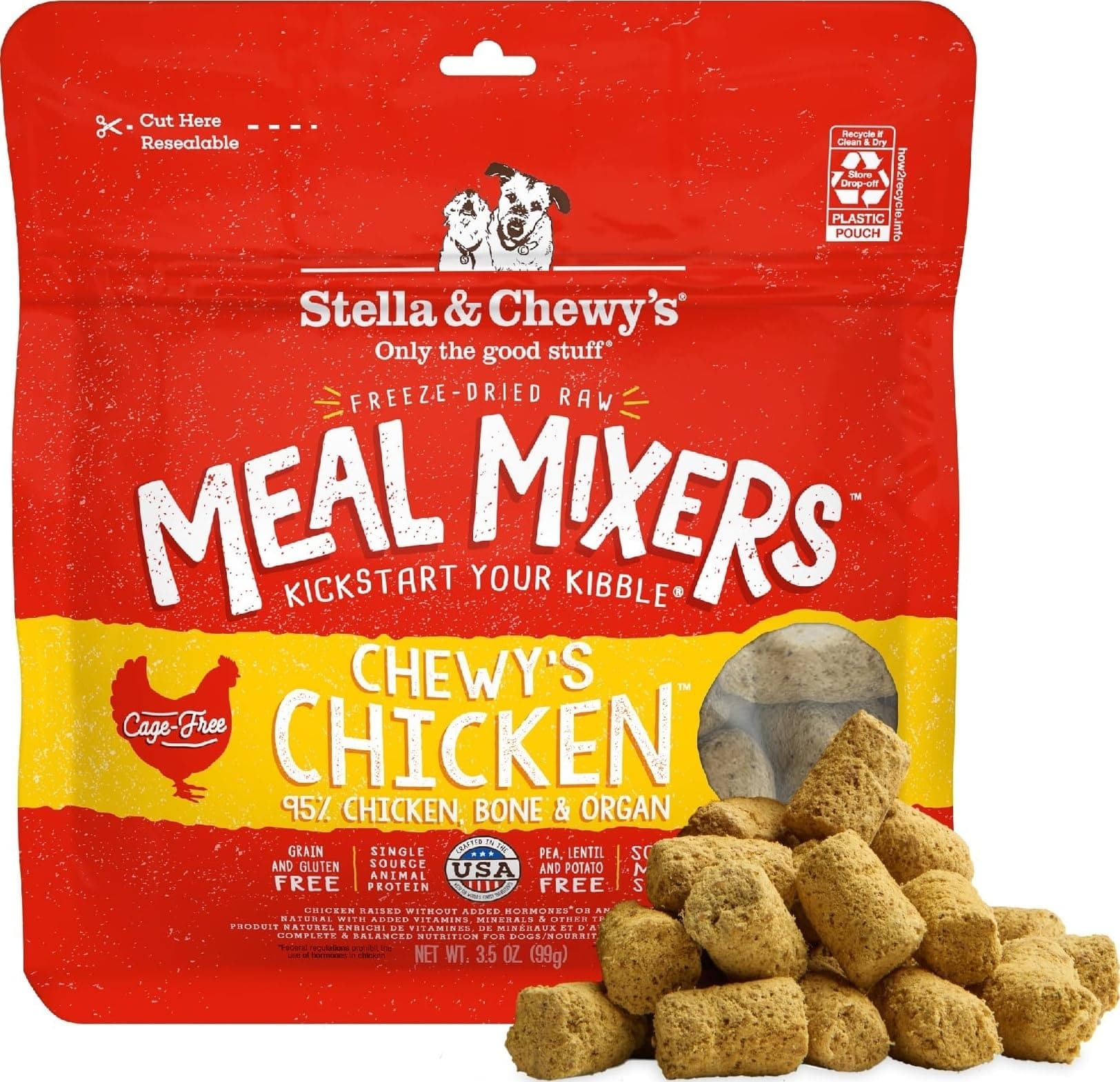Stella & Chewy's Stella & Chewy's Freeze-Dried Raw Chicken Meal Mixers- Dog Food Topper and Mixer - Made with 95% Cage-Free Chicken, Organs & Bone - Perfect for Picky Eaters - Grain-Free - 3.5oz