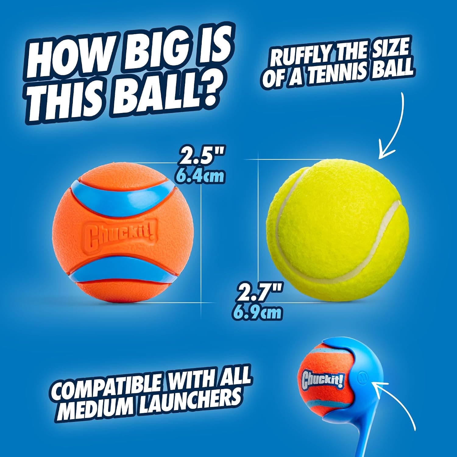 Chuckit! Ultra Ball Dog Toy - Medium Bouncy Fetch Balls For Dogs 20-60 lbs - Made from Durable Rubber - Floating Water Pet Toys - Size Medium - 2.5-inch Diameter - Pack of 2 | Bouncy durable rubber design for pups 20-60 lbs, high bounce act product image 4