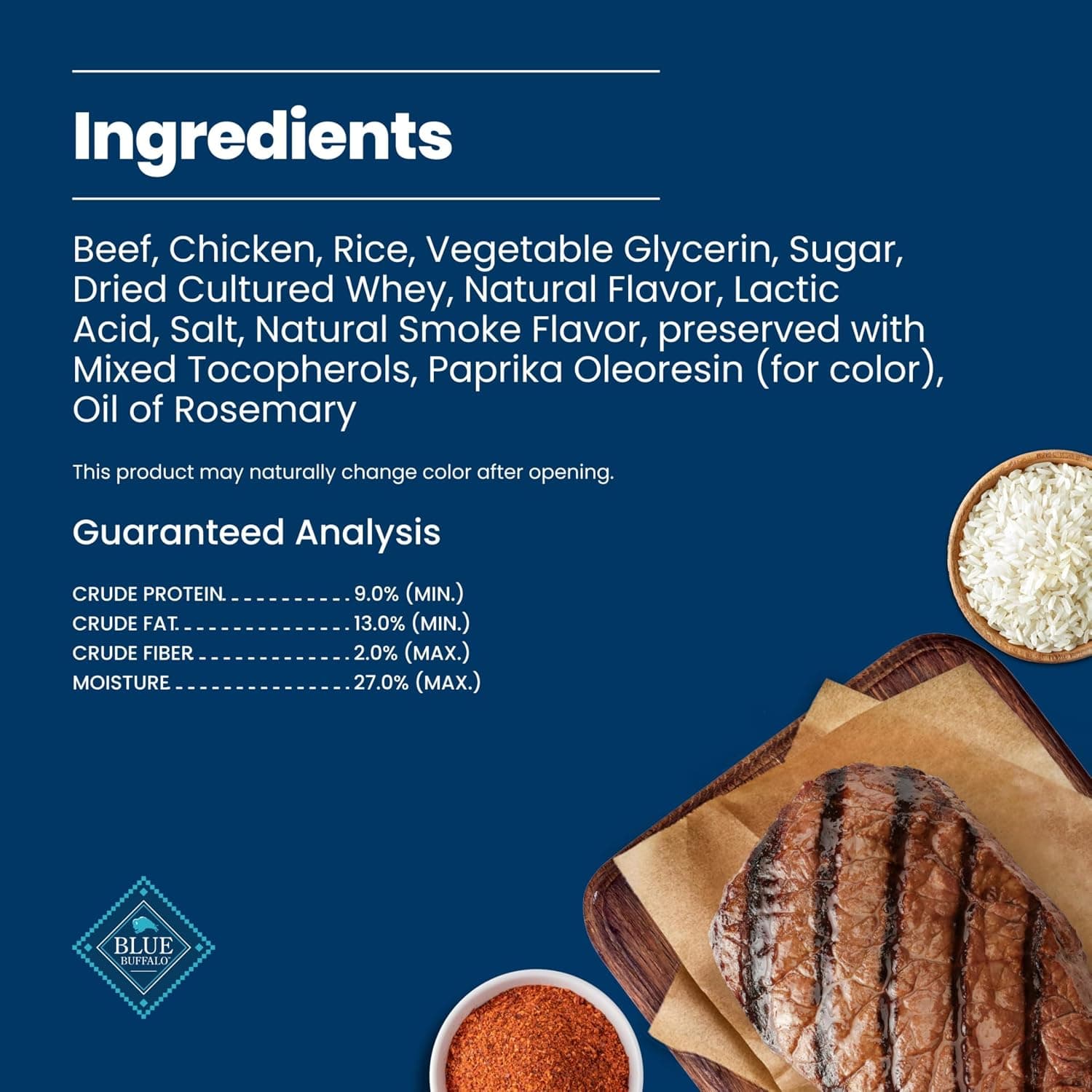 Blue Buffalo Nudges Grillers Steak Dog Treats, 36 oz | Real USA Beef First, Charred Texture, For All Breed Sizes, No Chicken By-Product, Corn, Wheat, or Soy product image 4
