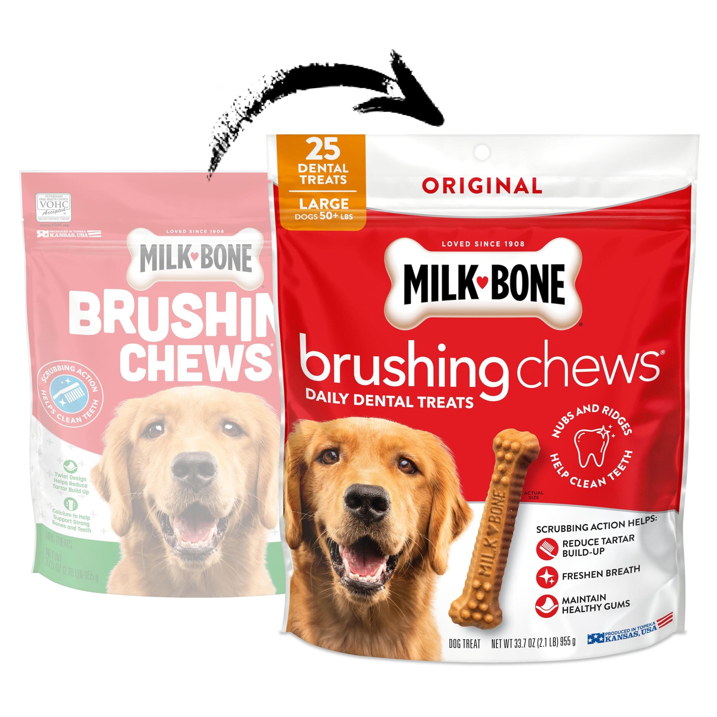 Milk-Bone Brushing Chews Large Daily Dental Dog Treats, 33.7 oz Bag product image 2