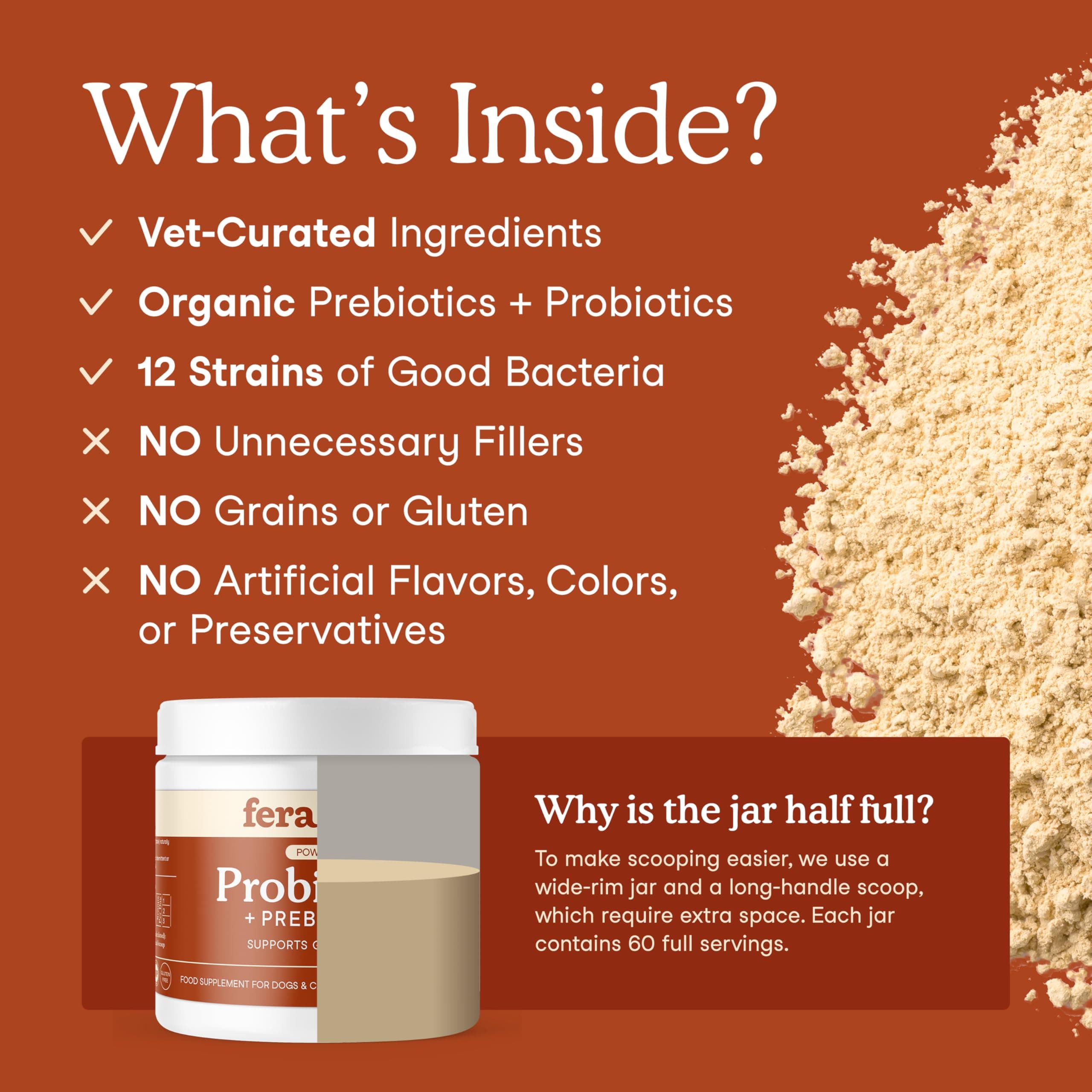 Fera Pets Organic Probiotics for Dogs & Cats with Prebiotics, 60 Scoops product image 3