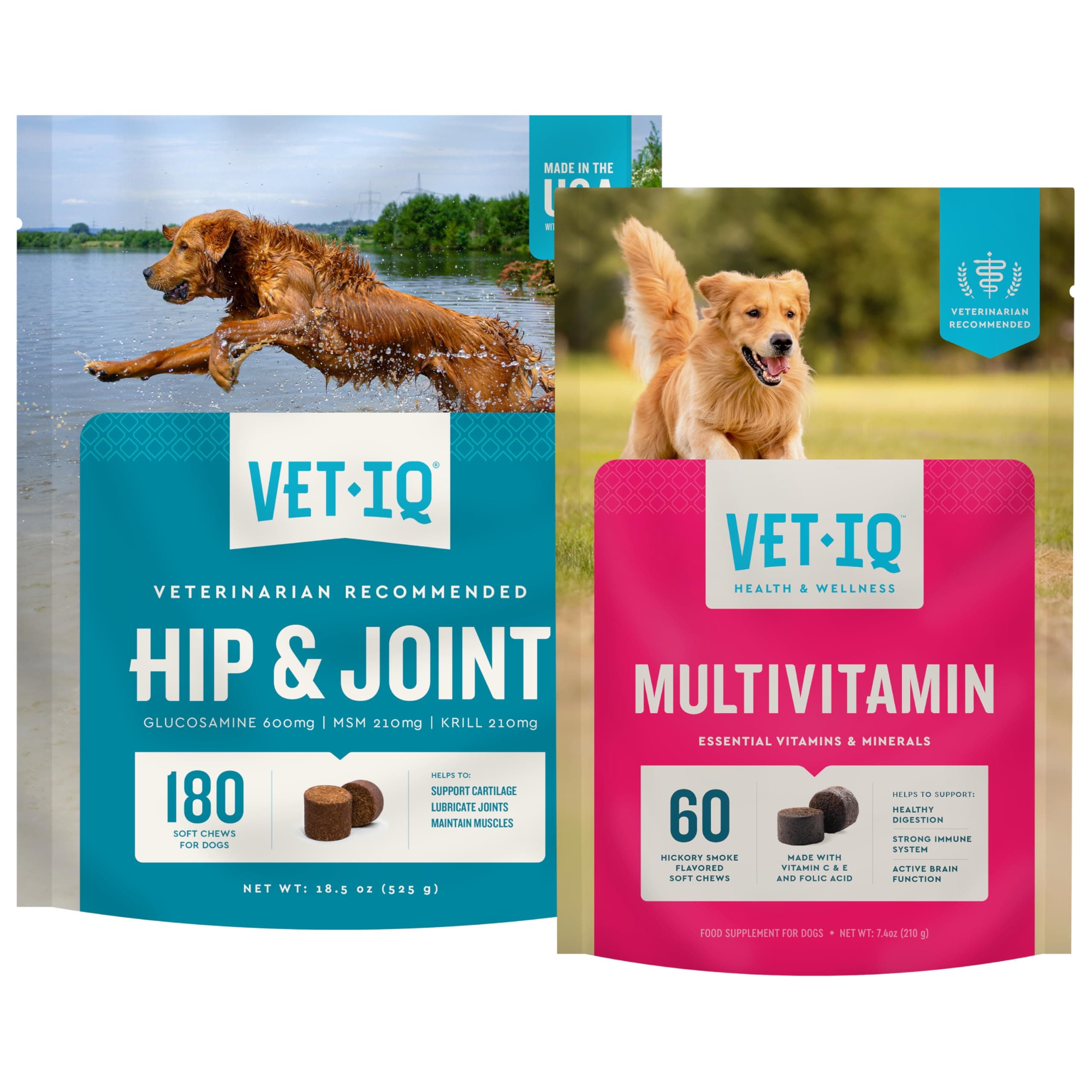 VetIQ Glucosamine Hip & Joint Supplement for Dogs, 180 Soft Chews, Joint Support Supplement with MSM and Krill, Dog Health Supplies Large & Small Breed, Chicken Flavored Chewables product image 2