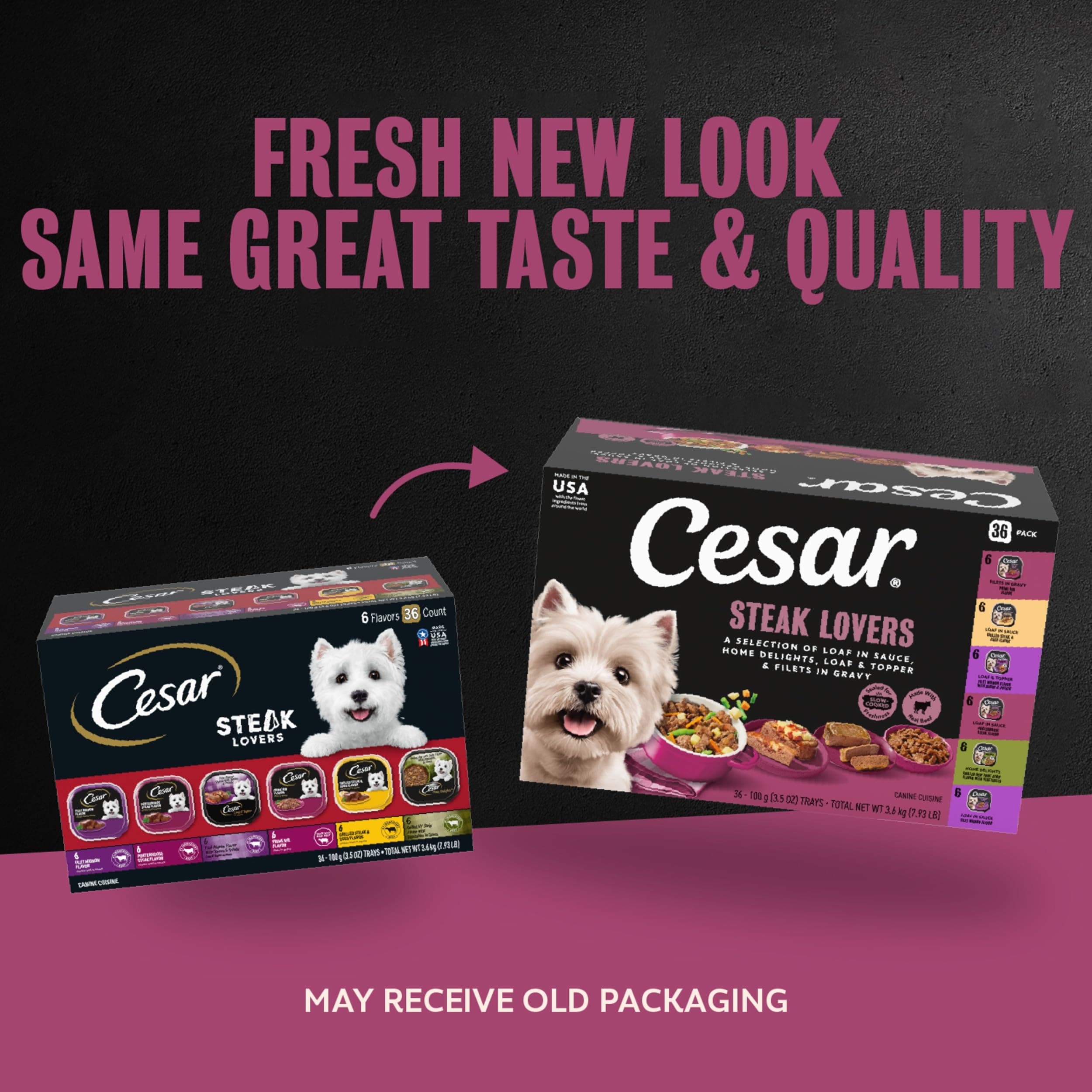 Cesar Wet Dog Food, Steak Lovers Variety Pack, 3.5 oz, 36 Count product image 2