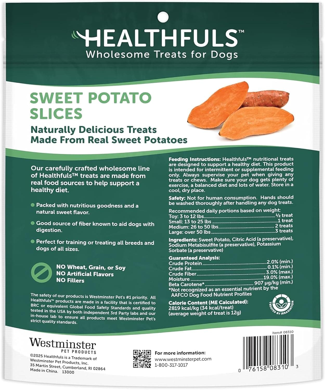 HEALTHFULS Real Dried Sweet Potato Slices, Grain Free Dog Treats, 16 oz product image 2