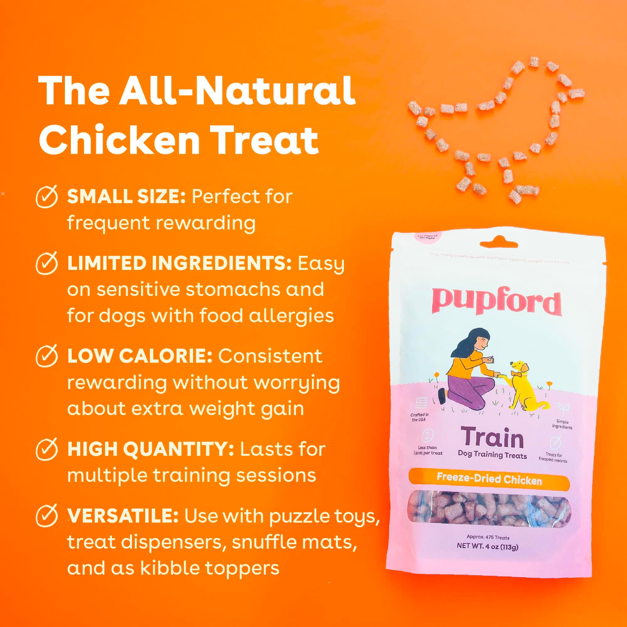 Pupford Freeze Dried Training Treats for Dogs & Puppies (Chicken, 4 oz) product image 2