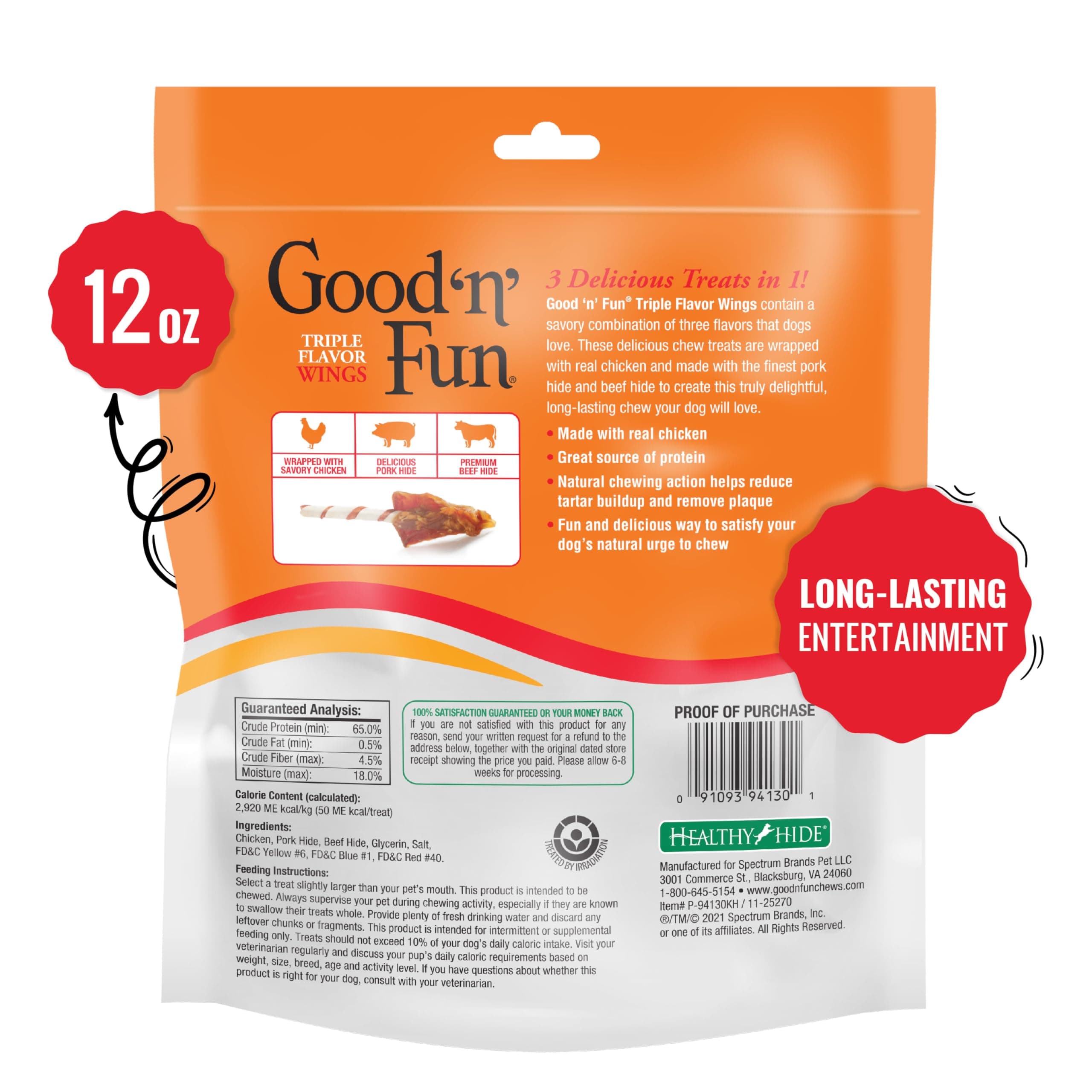 Good 'n' Fun Wings Long-Lasting Dog Treat Made With Real Protein, 12 oz product image 2