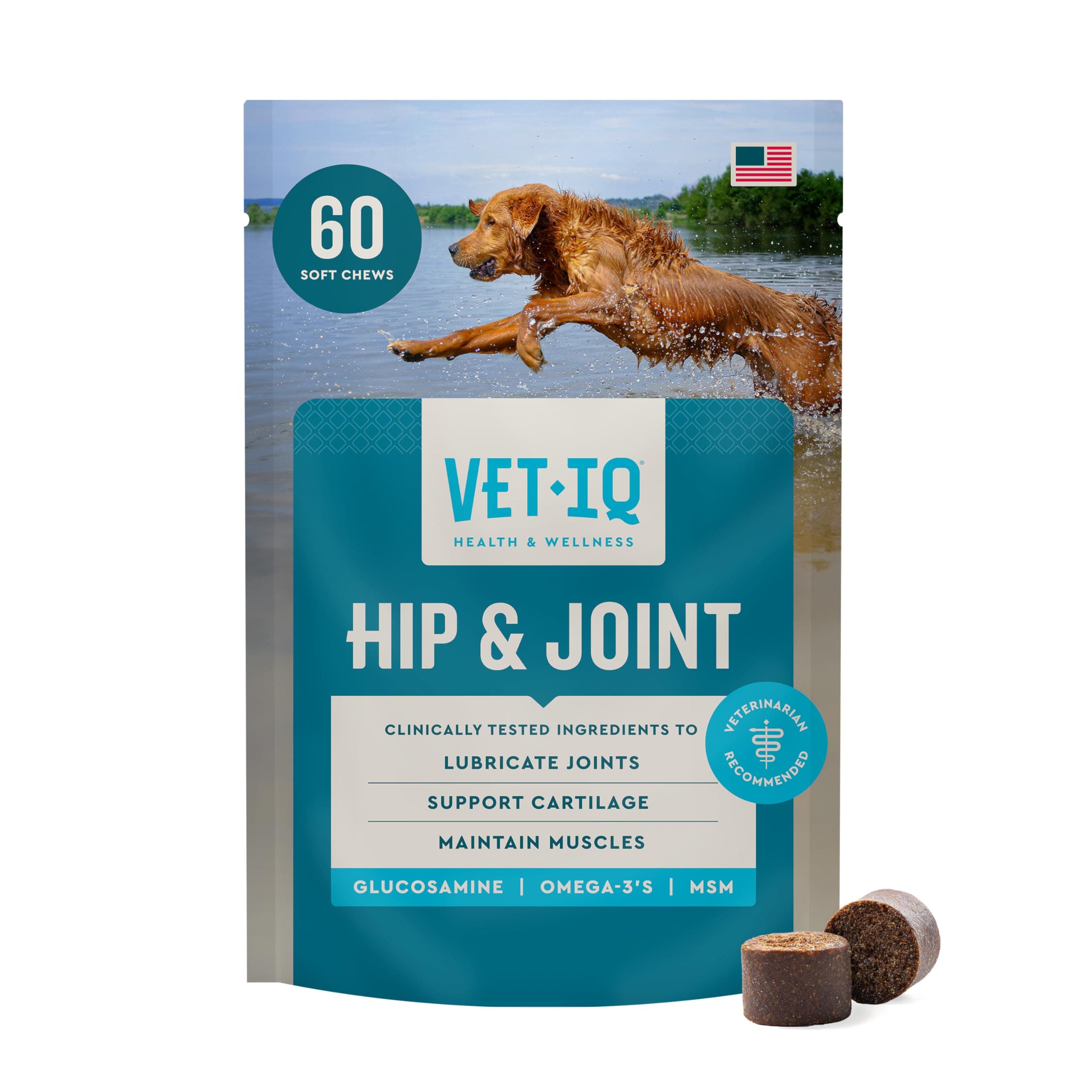 VetIQ Glucosamine Hip & Joint Supplement for Dogs, 180 Soft Chews, Joint Support Supplement with MSM and Krill, Dog Health Supplies Large & Small Breed, Chicken Flavored Chewables product image 3