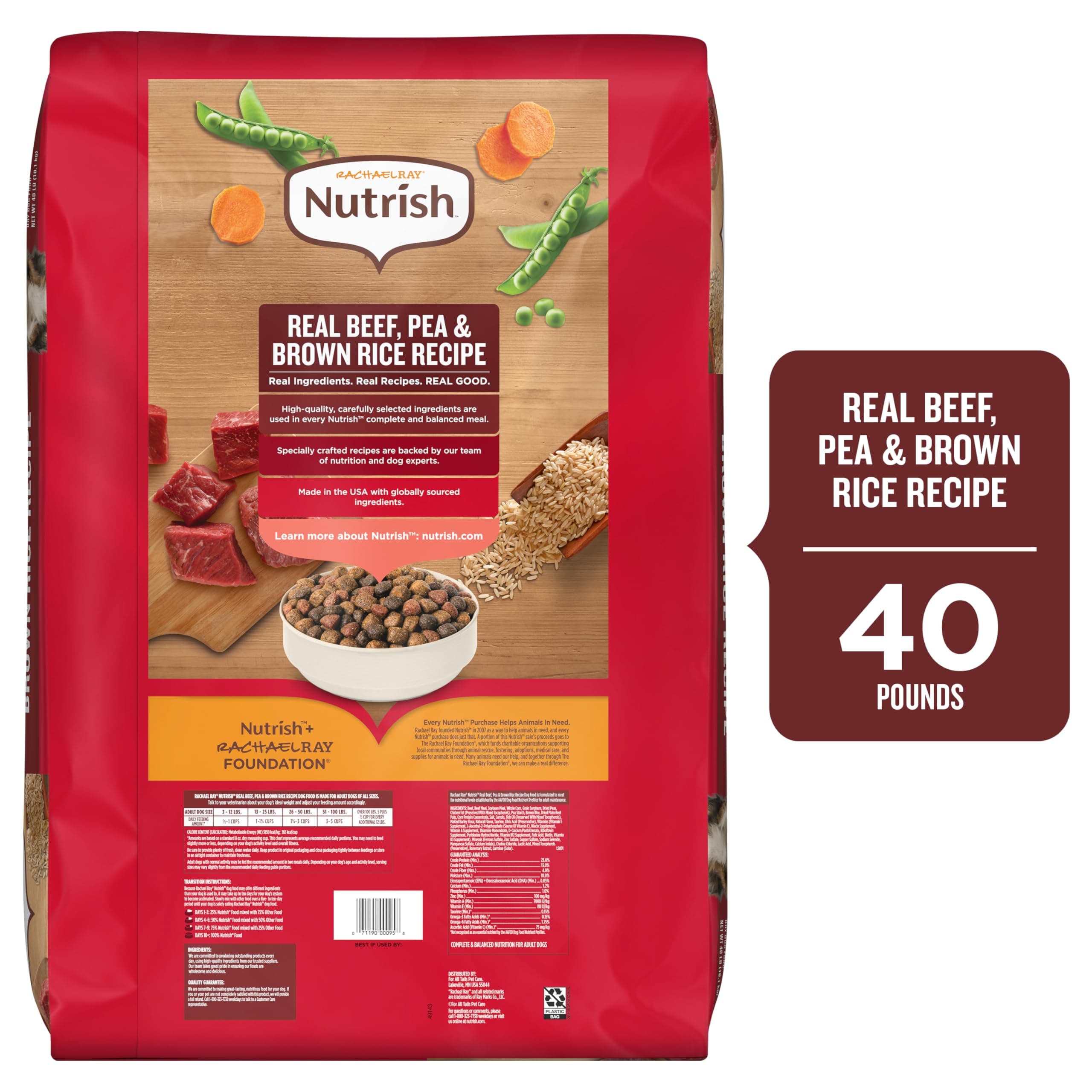Nutrish Dry Dog Food, Beef, Pea & Brown Rice, 40 lb. Bag (Rachael Ray) product image 3