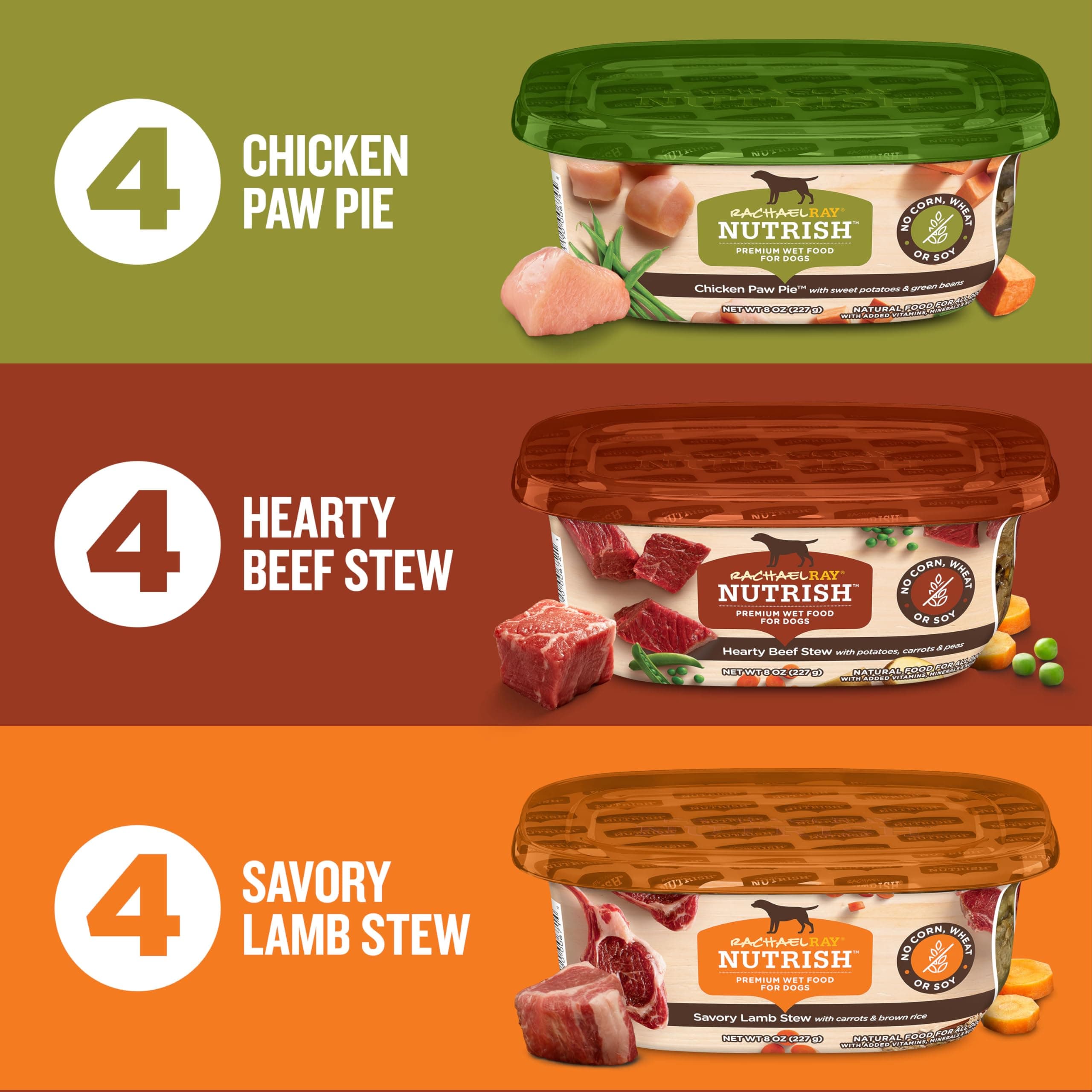 Nutrish Savory Favorites Wet Dog Food Variety Pack, 8 oz Tubs (Rachael Ray) product image 3