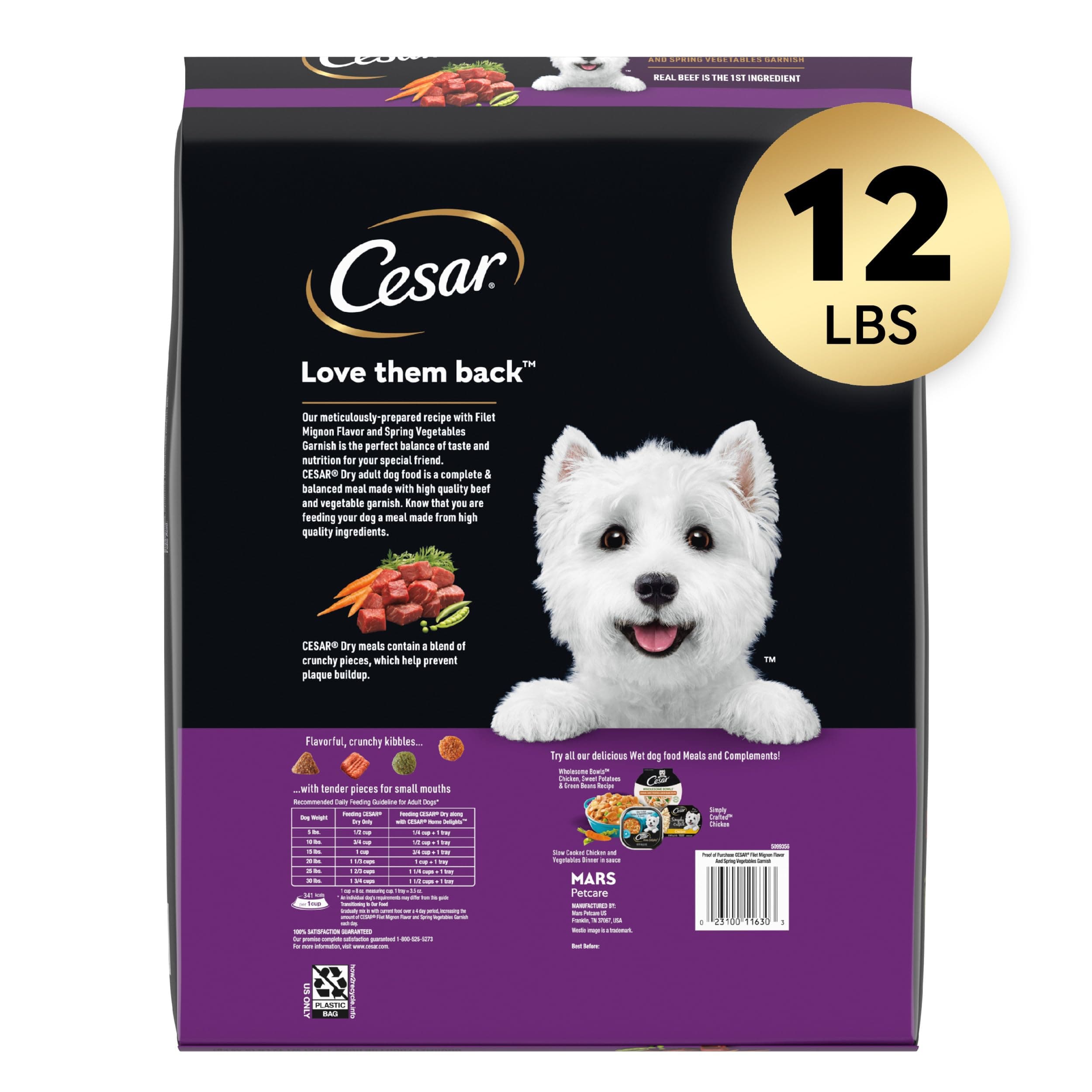 Cesar Small Breed Dry Dog Food, Filet Mignon & Spring Vegetables, 12 lb product image 2