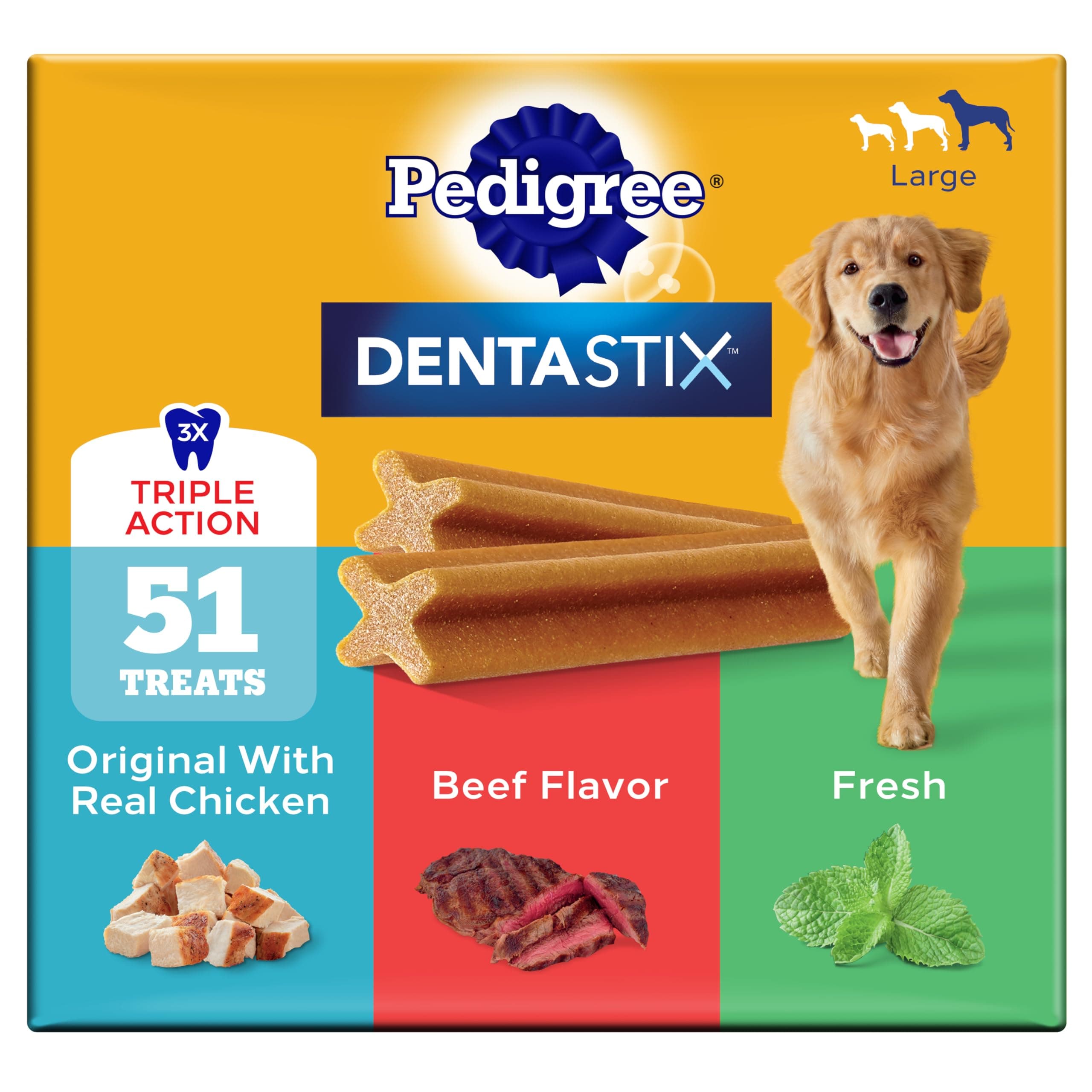 Pedigree Pedigree Dentastix Large Breed Dental Dog Treats, Variety, 51 Count