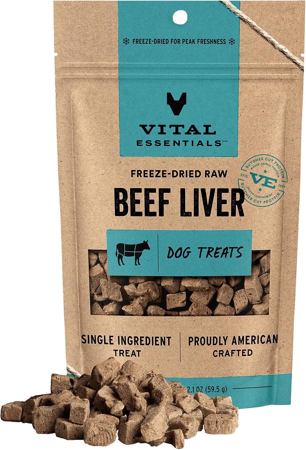Vital Essentials Vital Essentials Freeze Dried Dog Treats | Beef Liver, Single Ingredient | Premium Quality | Grain Free Training Treats for Dogs, 2.1 oz Bag