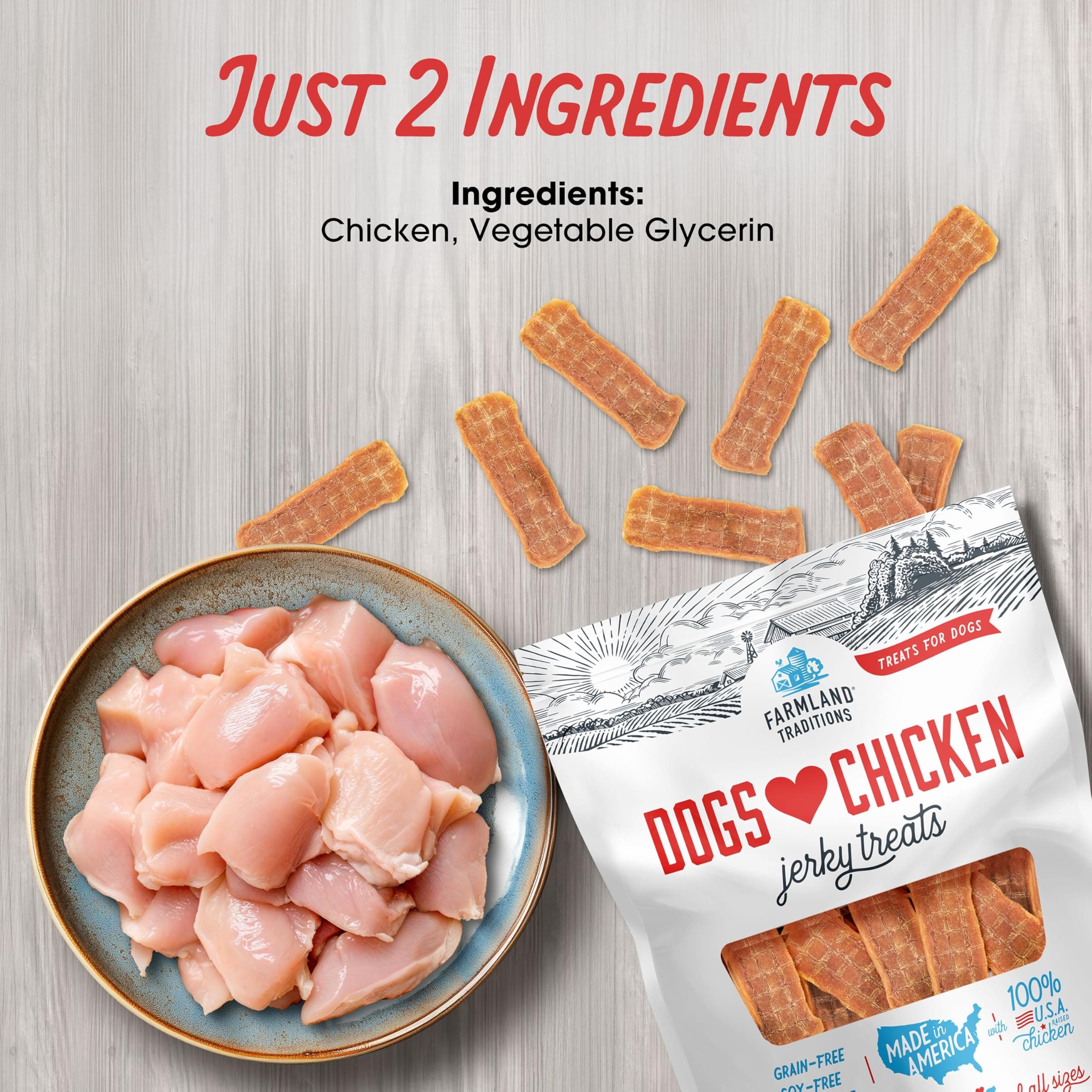 Farmland Traditions Filler Free Dogs Love Chicken Premium Jerky Treats for Dogs, 3 lb. Bag product image 3