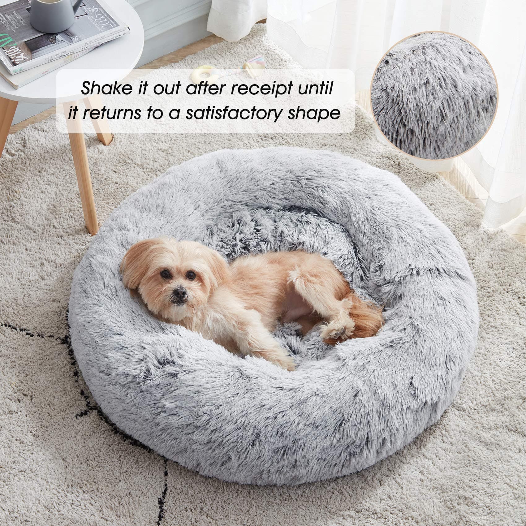 Western Home Calming Soft Round Dog &Cat Bed Small Dog Bed Washable,20" product image 3