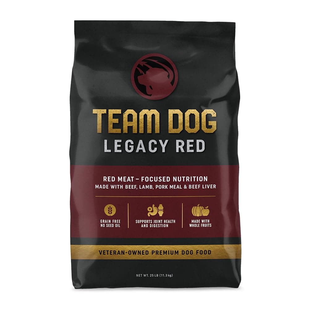 Team Dog Team Dog Legacy Red Premium Dog Food | Beef, Lamb, Pork, Wild Boar | Poltry-Free Dry Kibblel | No Grains | No Fillers | 25 lb