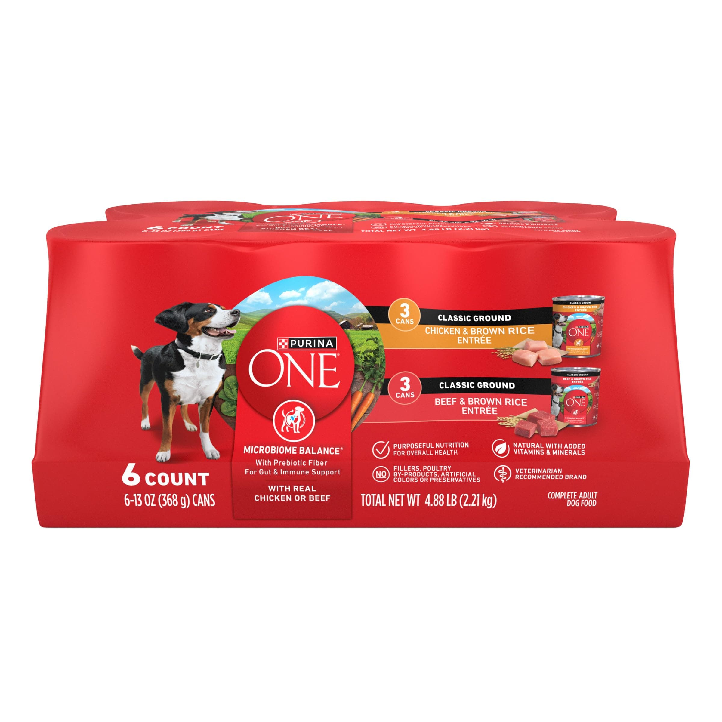 Purina ONE Purina ONE Wet Dog Food Variety Pack, Classic Ground, (6) 13 oz Cans