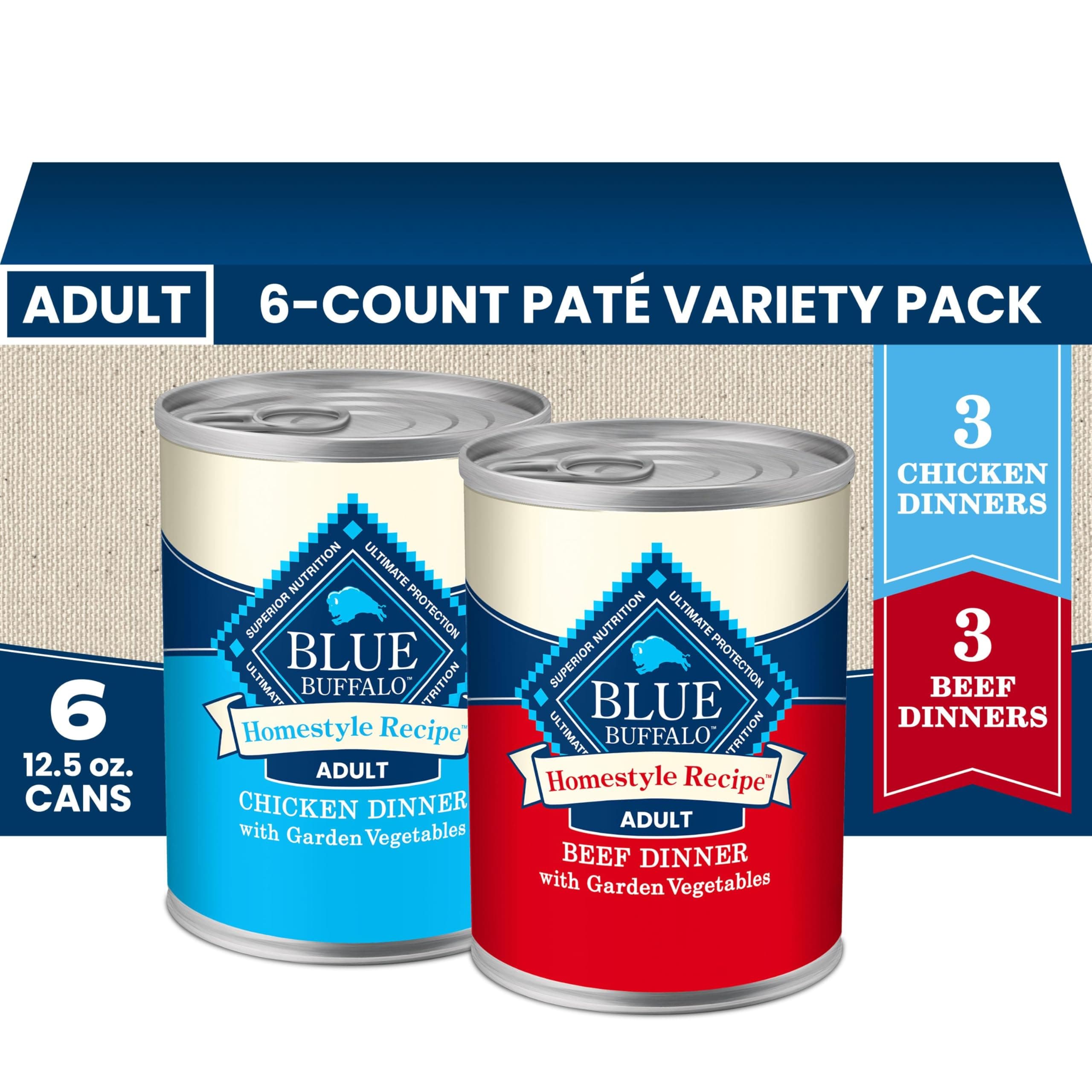 Blue Buffalo Blue Buffalo Homestyle Recipe Variety Pack Wet Dog Food, 12.5 oz, 6 ct