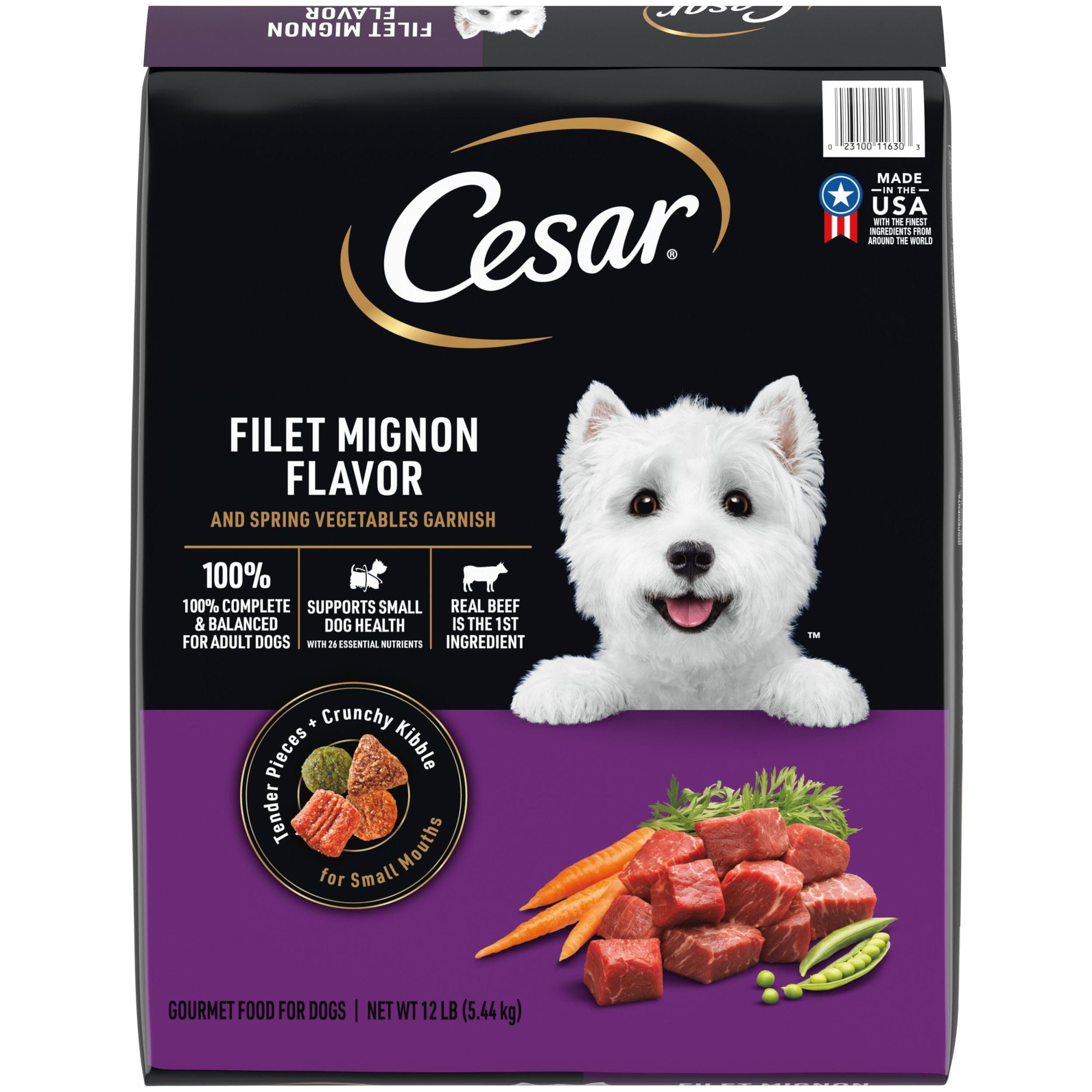 Cesar Cesar Small Breed Dry Dog Food, Filet Mignon & Spring Vegetables, 12 lb