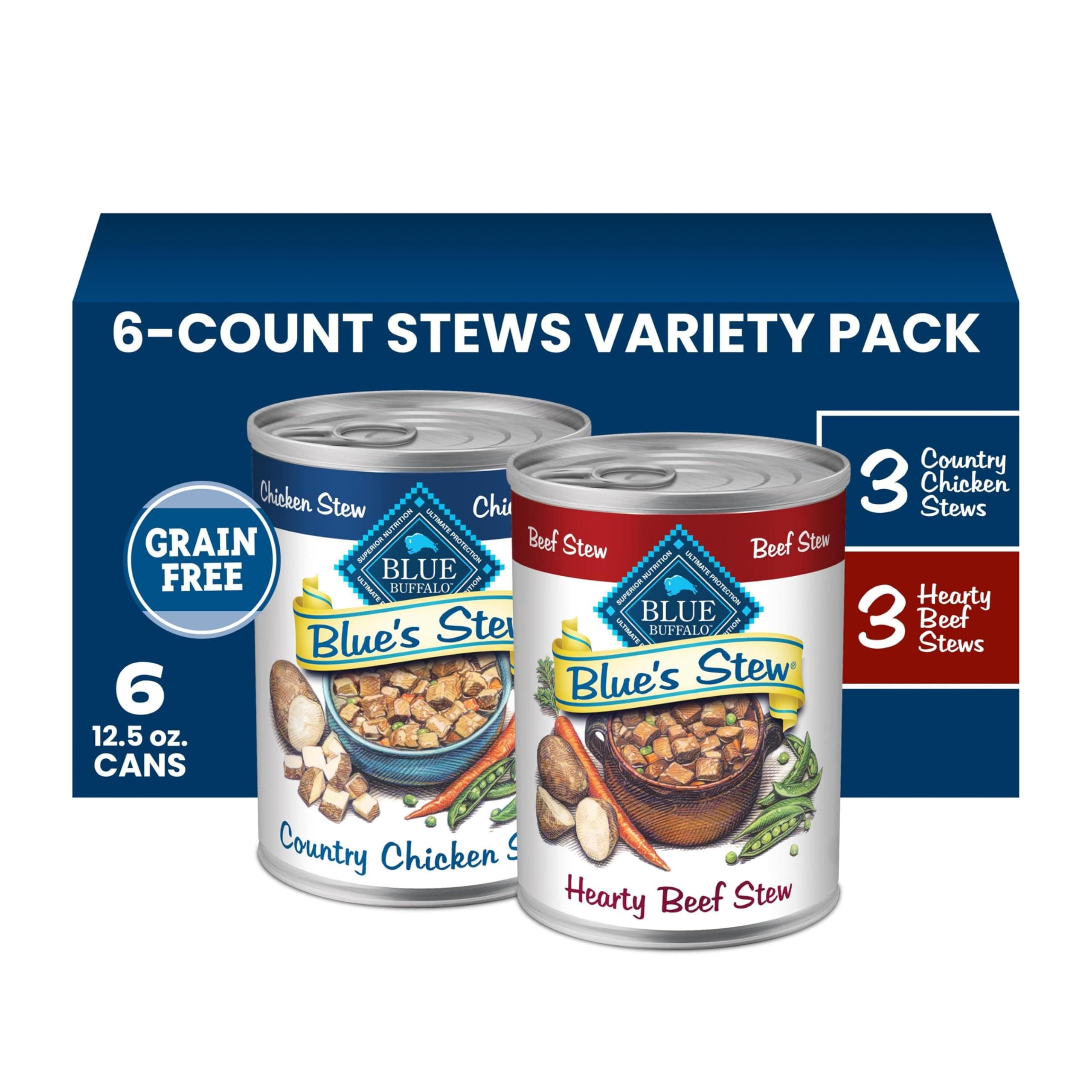 Blue Buffalo Blue Buffalo Blue's Stew Variety Pack Wet Dog Food, 12.5 oz, 6 ct
