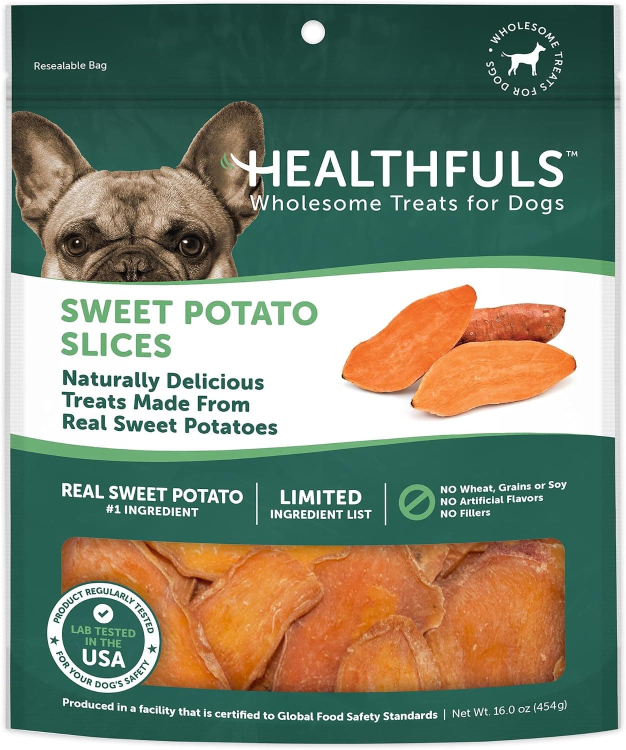 HEALTHFULS HEALTHFULS Real Dried Sweet Potato Slices, Grain Free Dog Treats, 16 oz