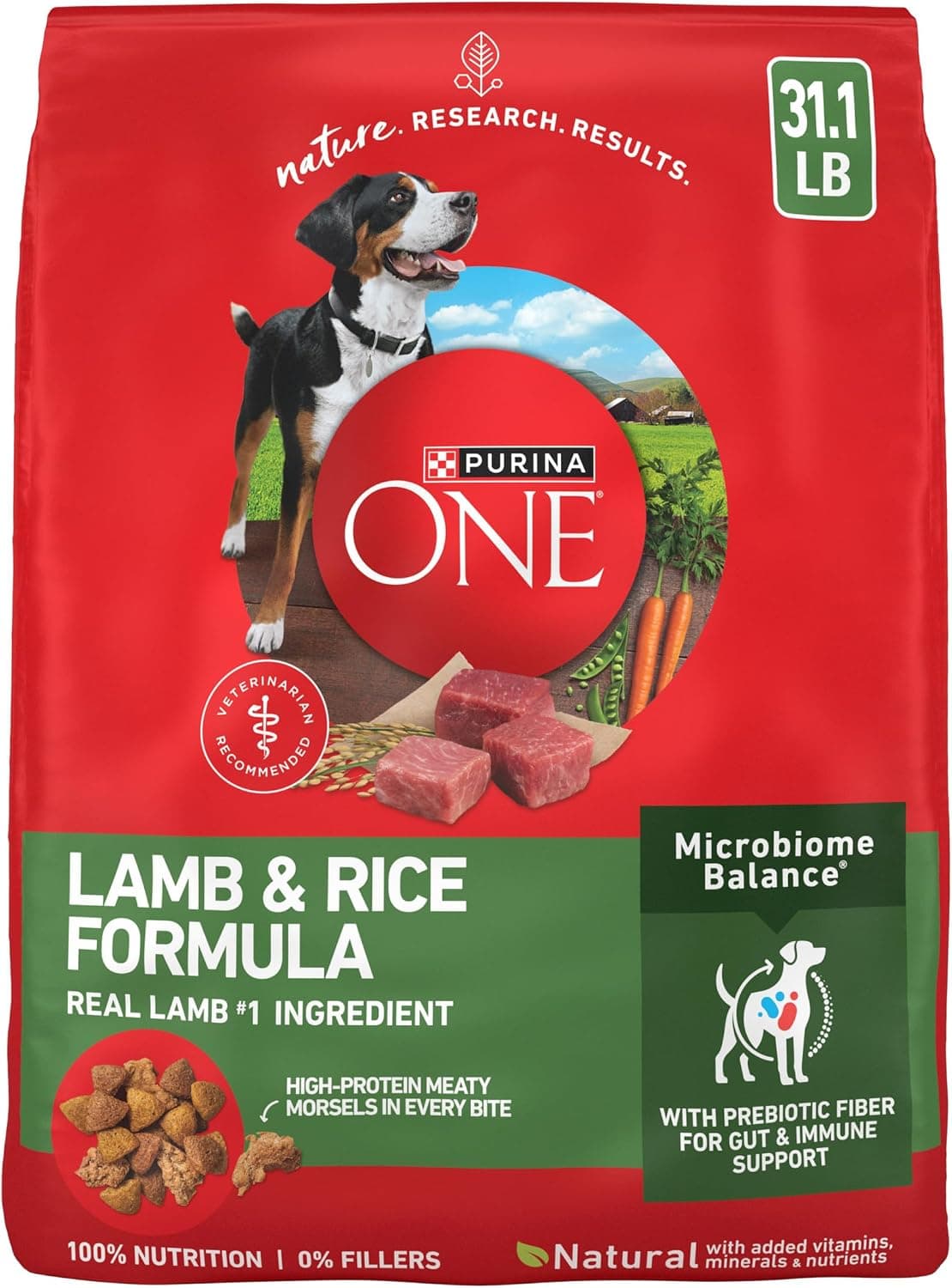 Purina ONE Purina ONE Lamb and Rice Dry Dog Food, 31.1 lb Bag | Natural recipe with real lamb as the first ingredient, and a microbiome balance with prebiotic fiber for gut & immune support