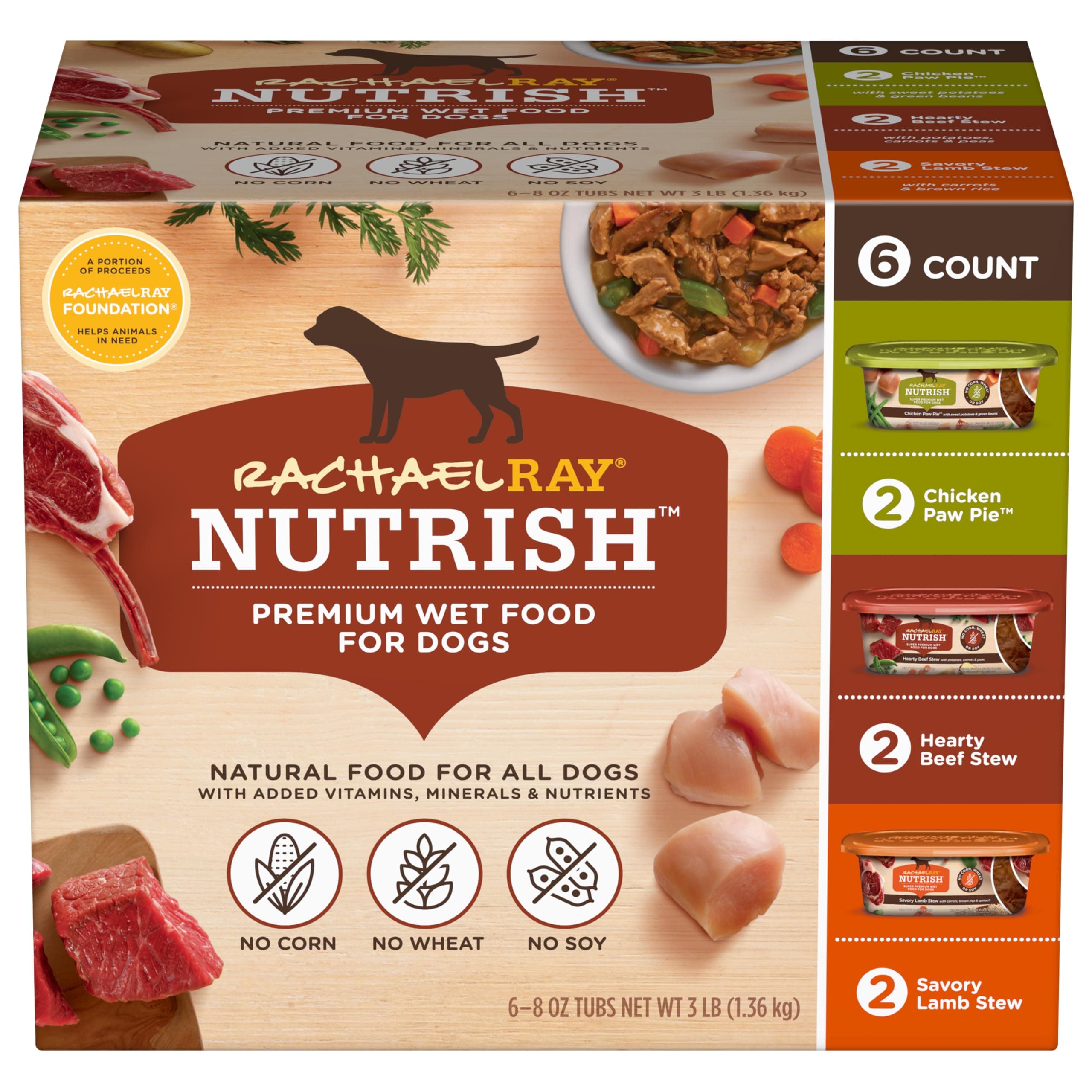 Nutrish Nutrish Savory Favorites Wet Dog Food Variety Pack, 8 oz Tubs (Rachael Ray)